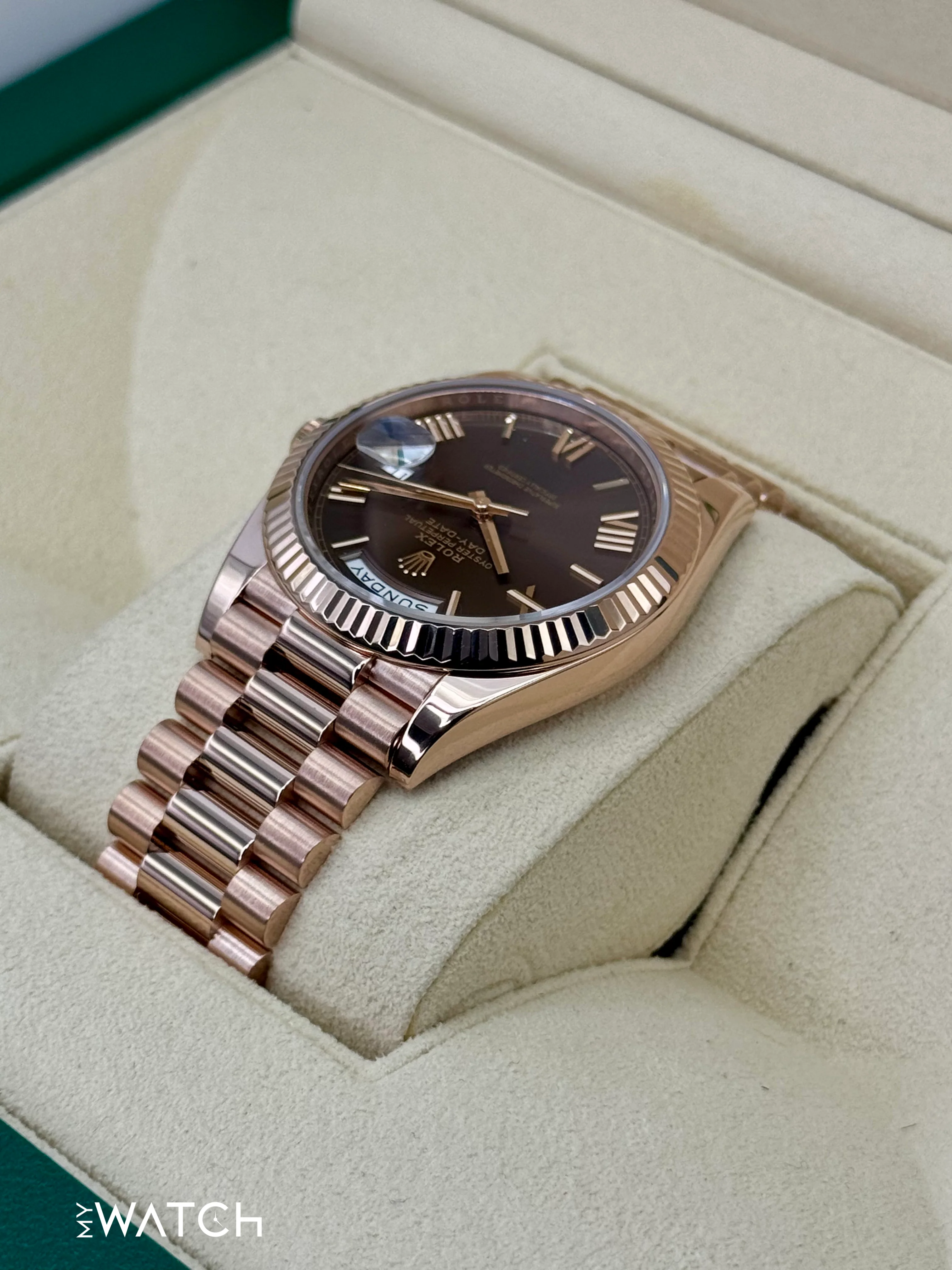 2023 Rolex Day-Date 40mm 228235 Presidential Rose Gold Chocolate Dial - Image 7