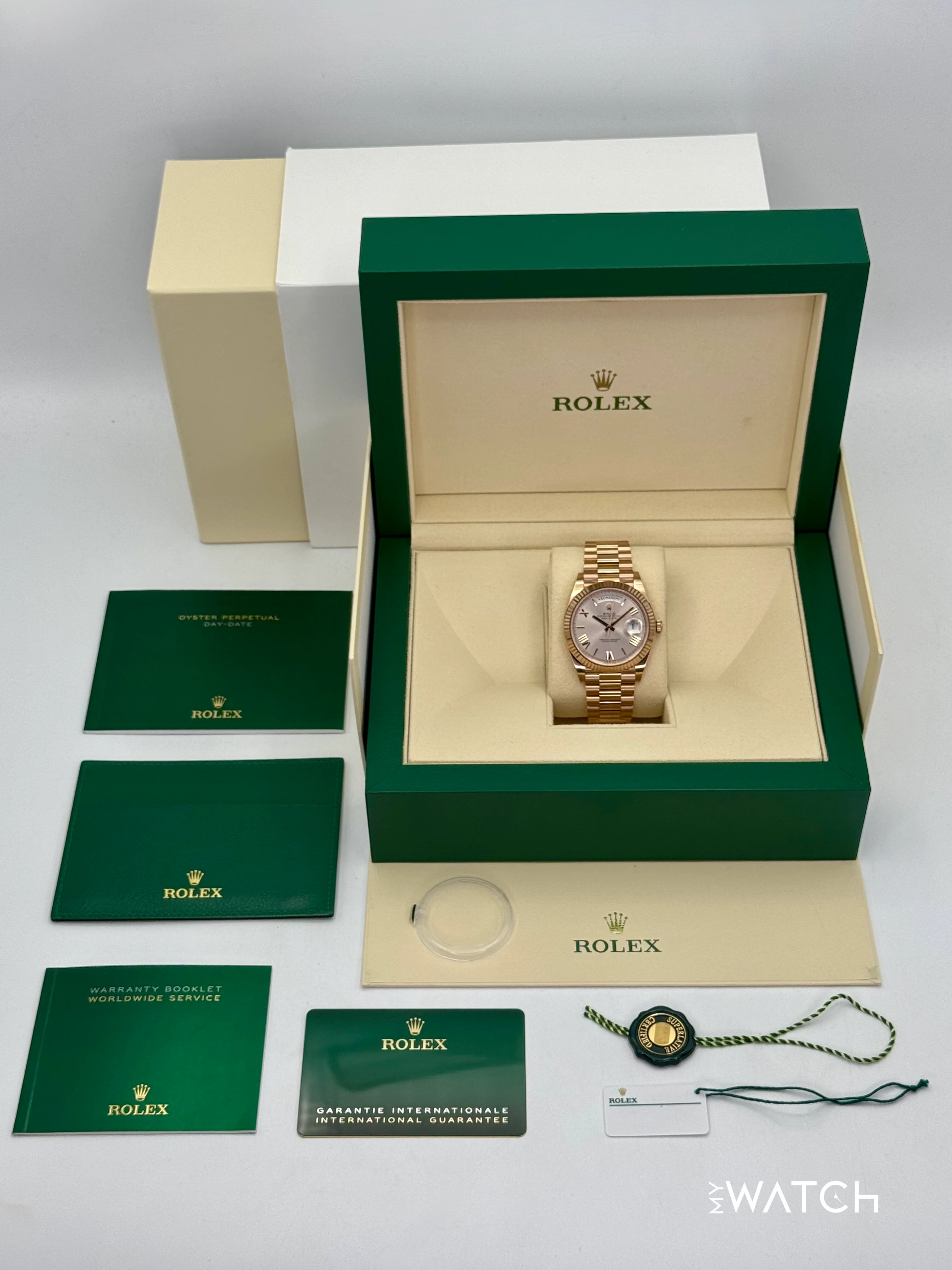 2023 Rolex Day-Date 40mm 228235 Presidential Rose Gold Sundust Dial - Image 10