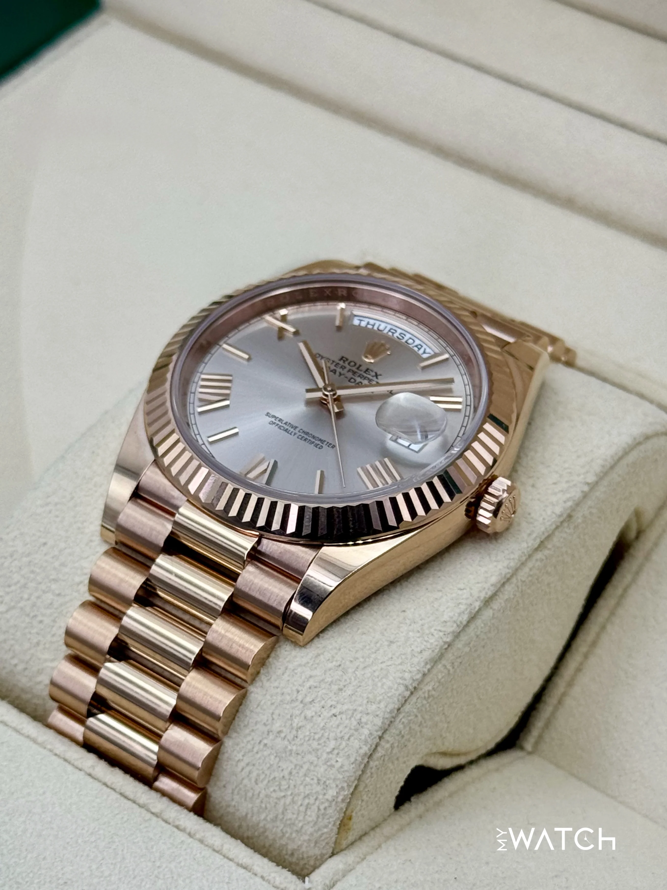 2023 Rolex Day-Date 40mm 228235 Presidential Rose Gold Sundust Dial - Image 5
