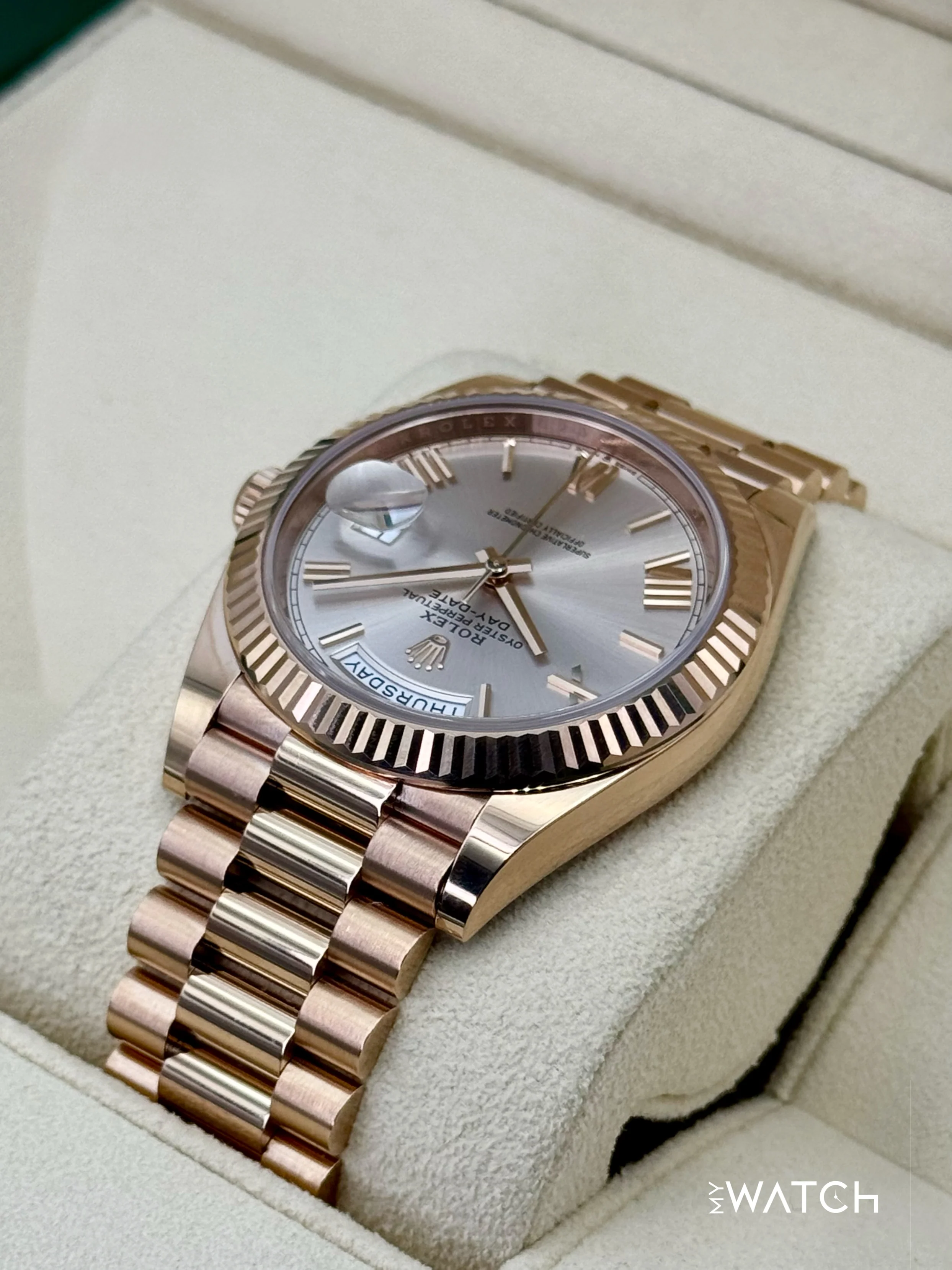 2023 Rolex Day-Date 40mm 228235 Presidential Rose Gold Sundust Dial - Image 7
