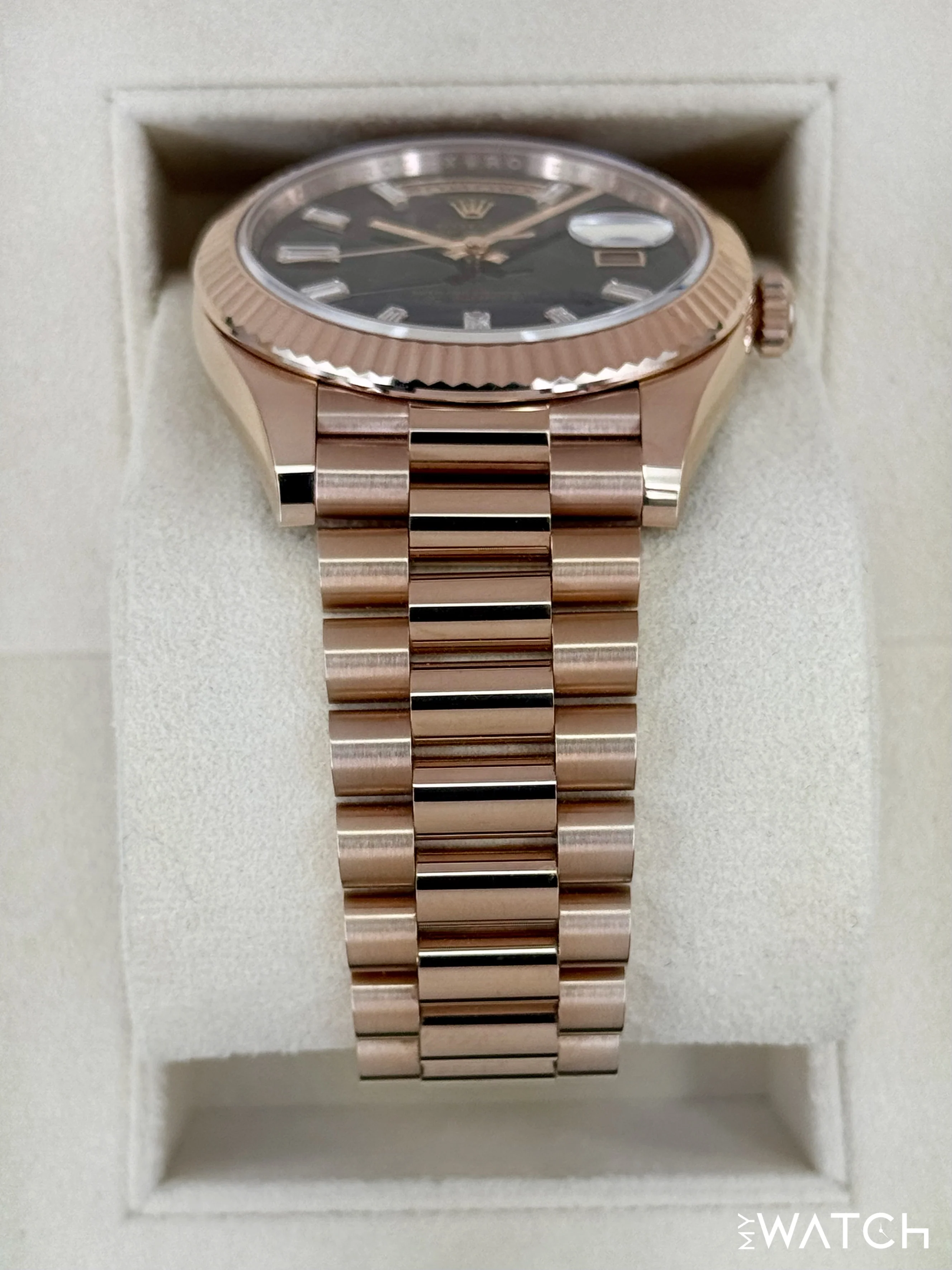2023 Rolex Day-Date 40mm 228235 Rose Gold Eisenkiesal Baguette Dial - Image 3