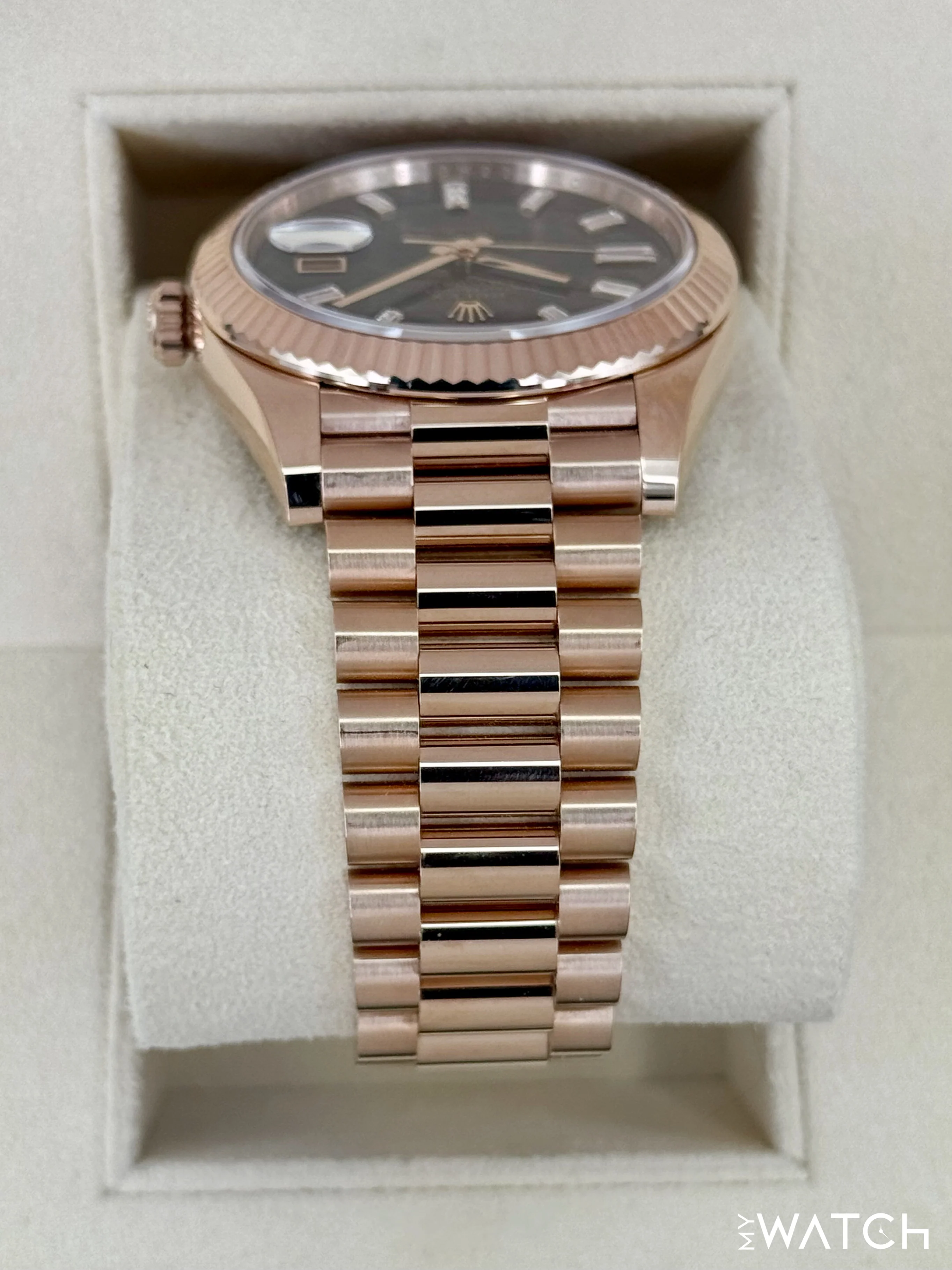 2023 Rolex Day-Date 40mm 228235 Rose Gold Eisenkiesal Baguette Dial - Image 4