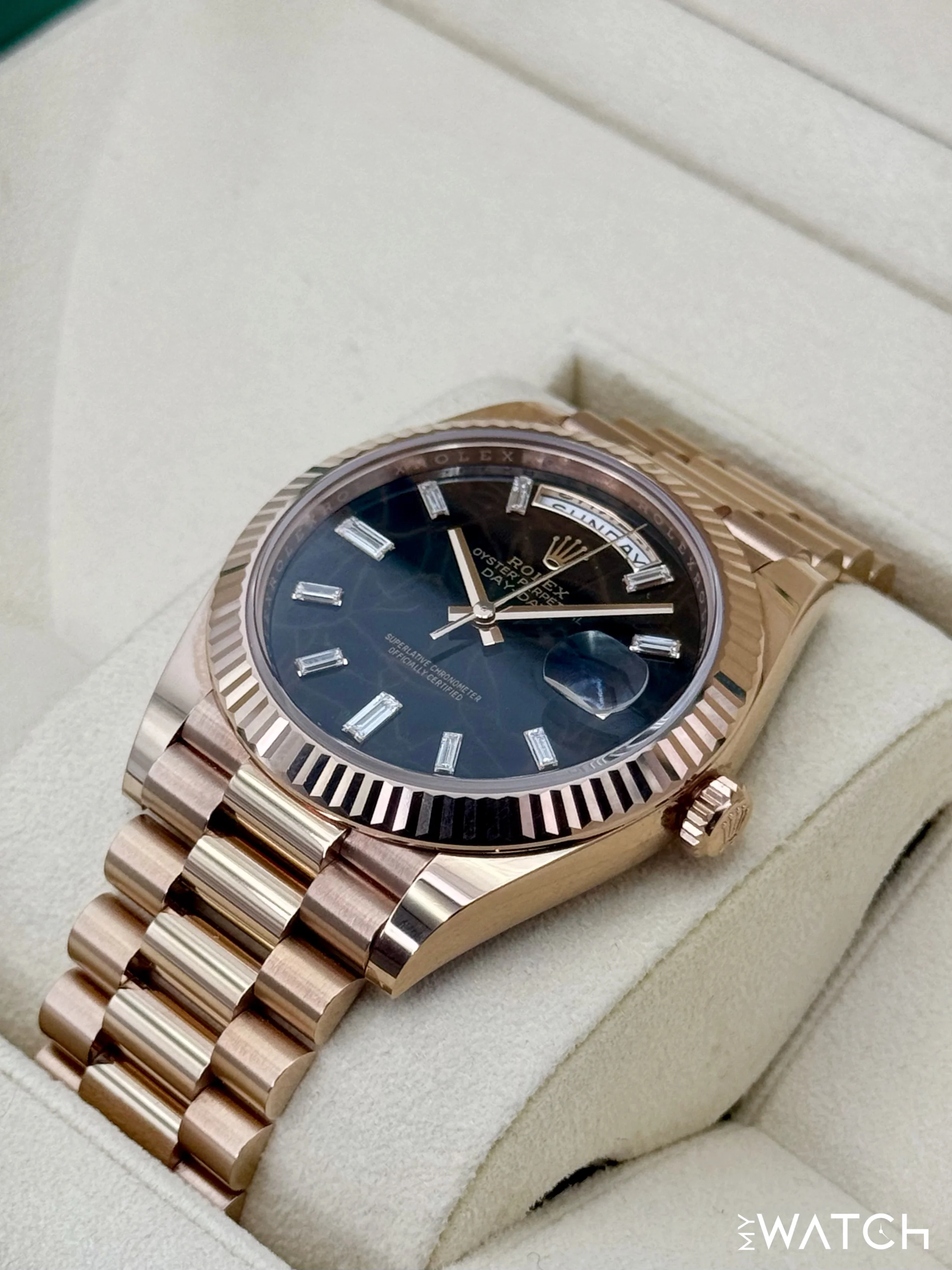 2023 Rolex Day-Date 40mm 228235 Rose Gold Eisenkiesal Baguette Dial - Image 5