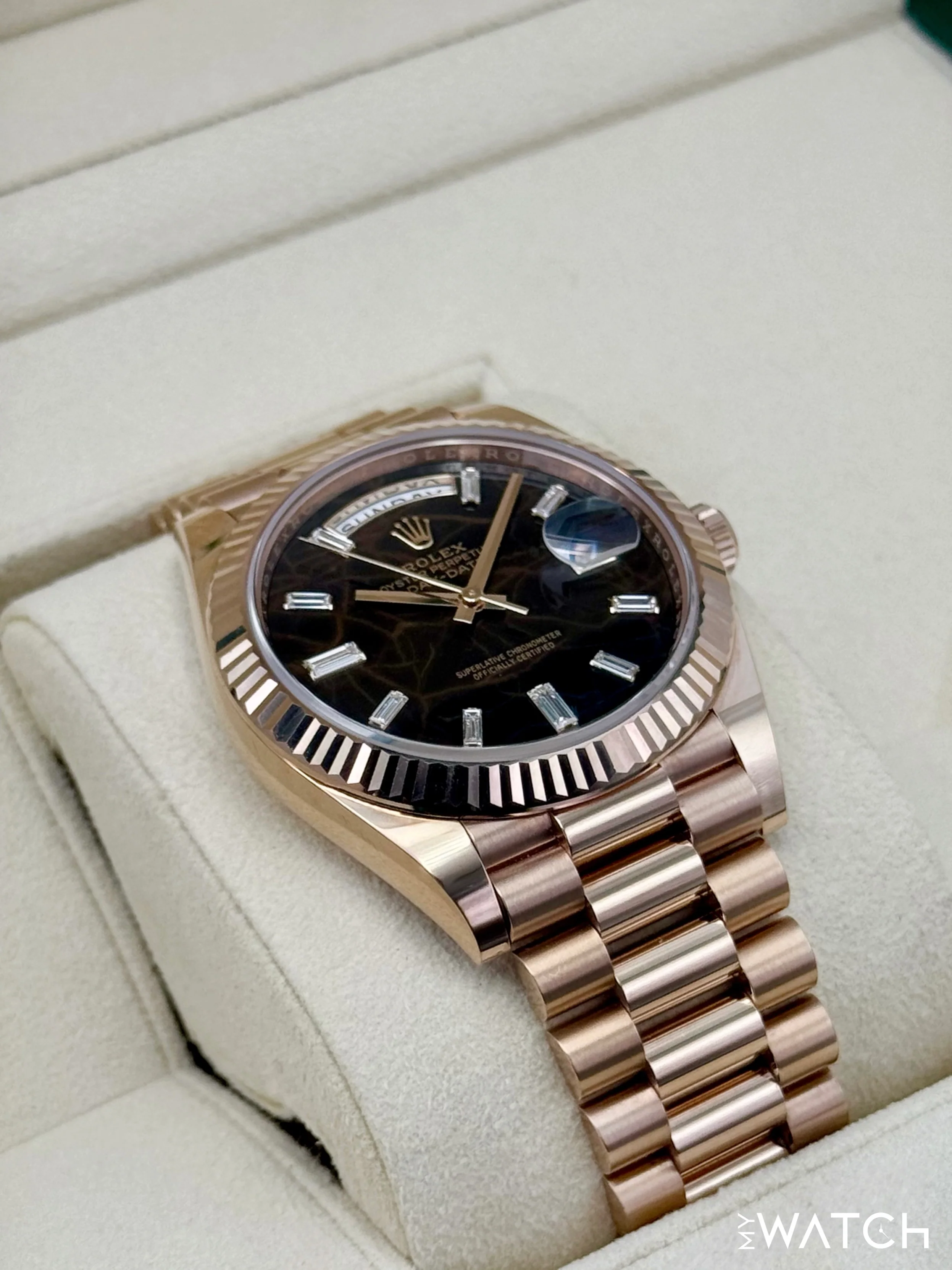 2023 Rolex Day-Date 40mm 228235 Rose Gold Eisenkiesal Baguette Dial - Image 6