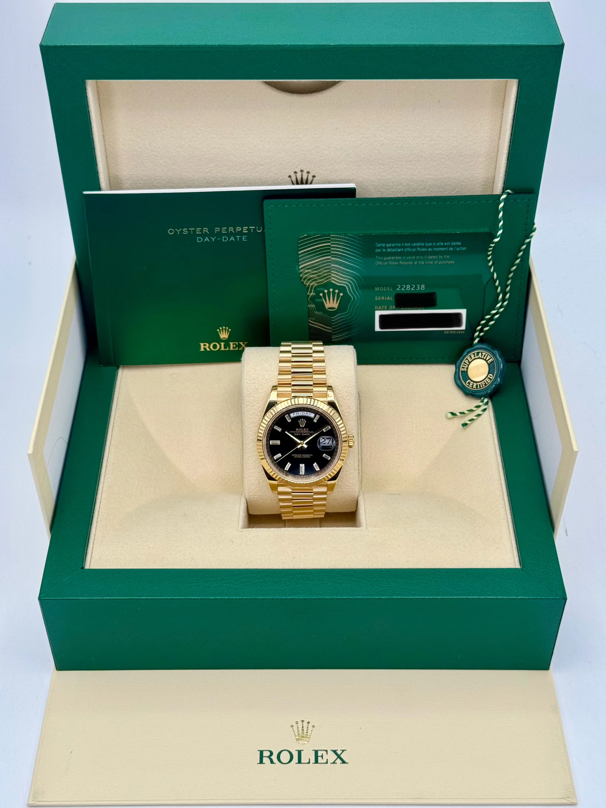 2023 Rolex Day-Date 40mm 228238 Black Diamond Baguette Dial - Image 11