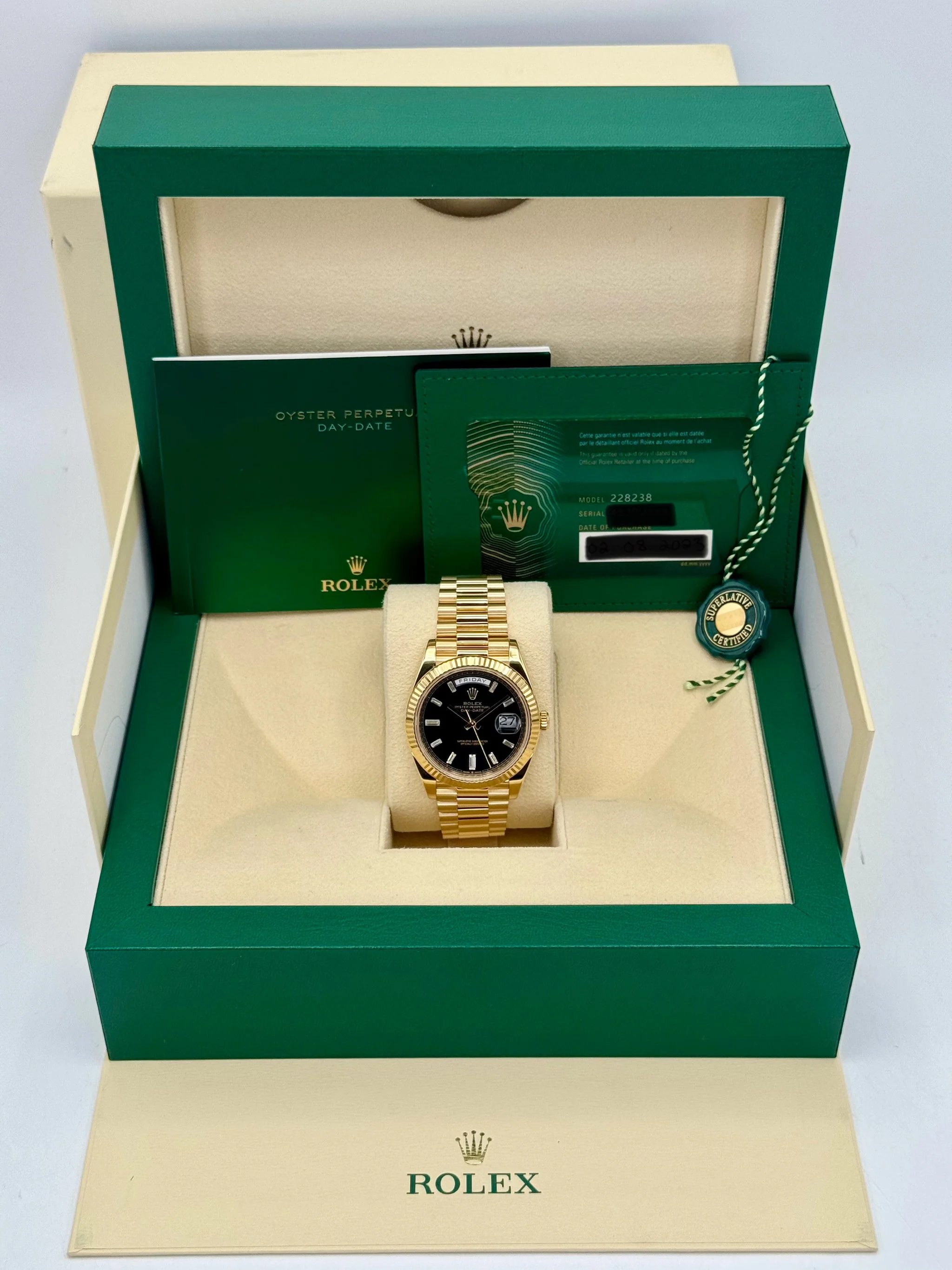 2023 Rolex Day-Date 40mm 228238 Black Diamond Baguette Dial - Image 12