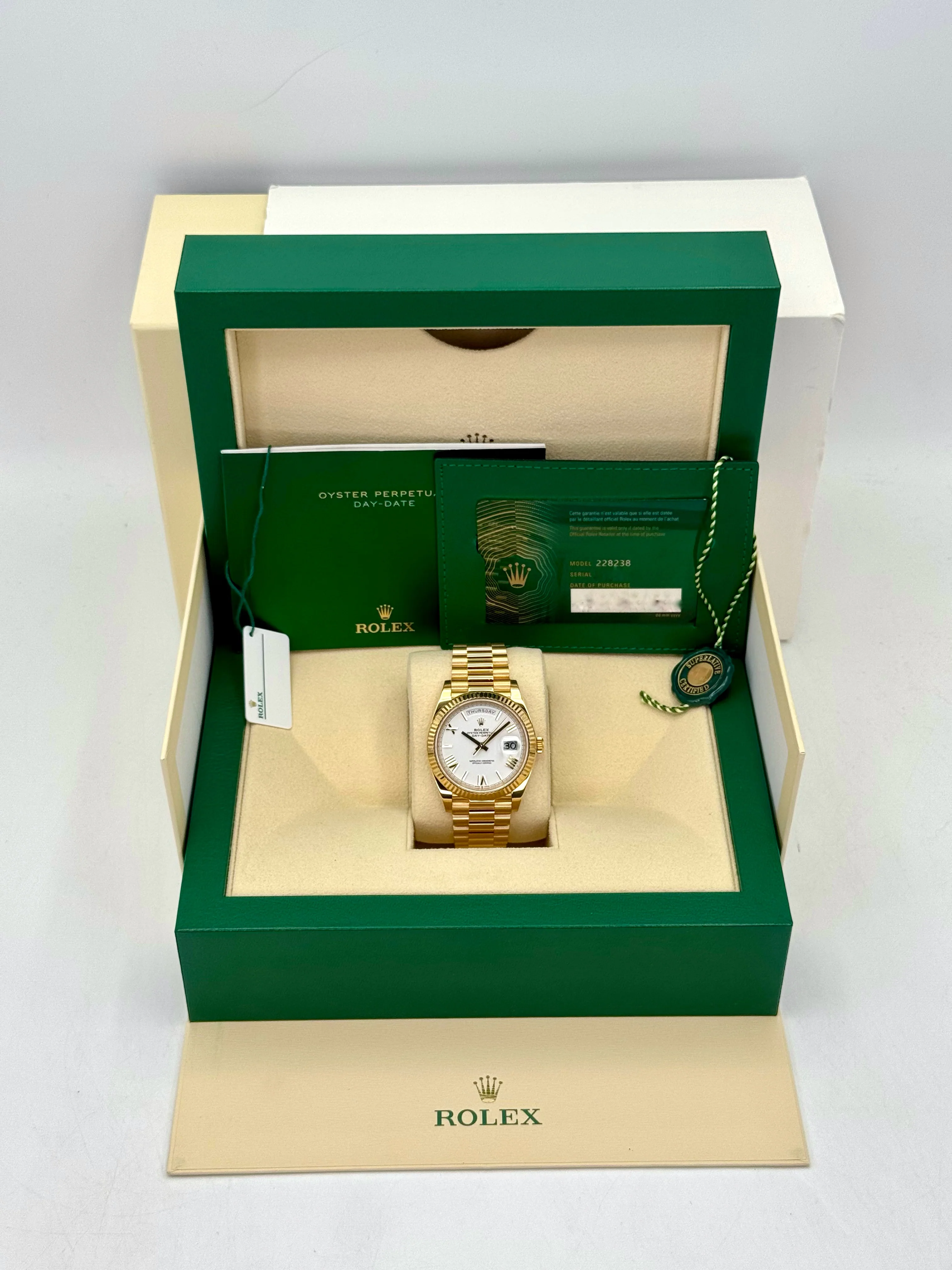 2023 Rolex Day-Date 40mm 228238 Presidential White Dial - Image 9