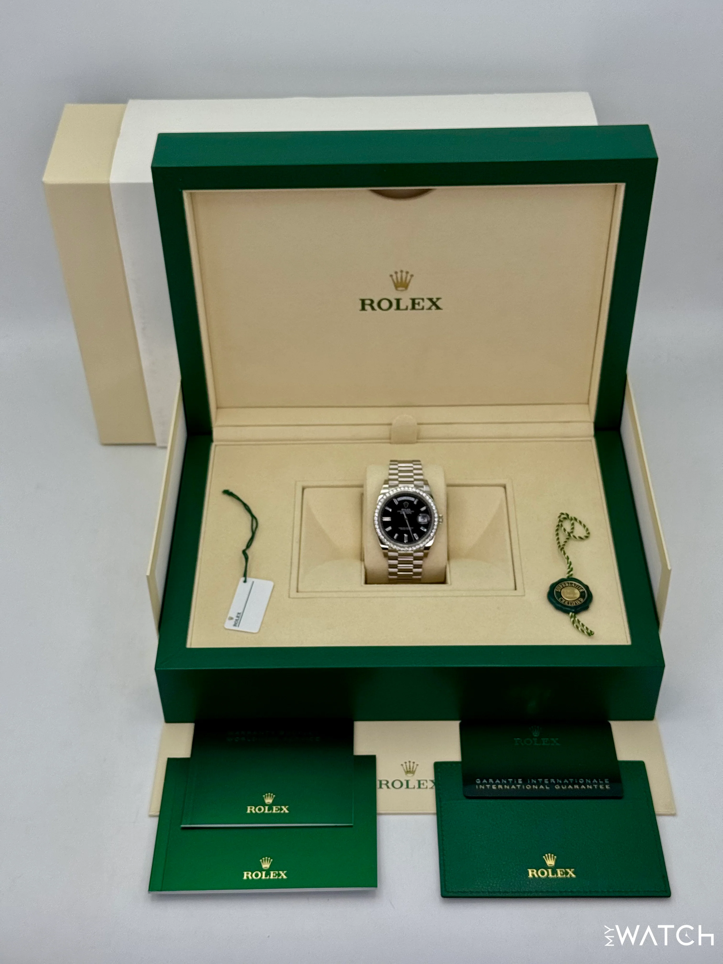 2023 Rolex Day-Date 40mm 228349RBR Presidential Black Diamond Baguette Dial - Image 10