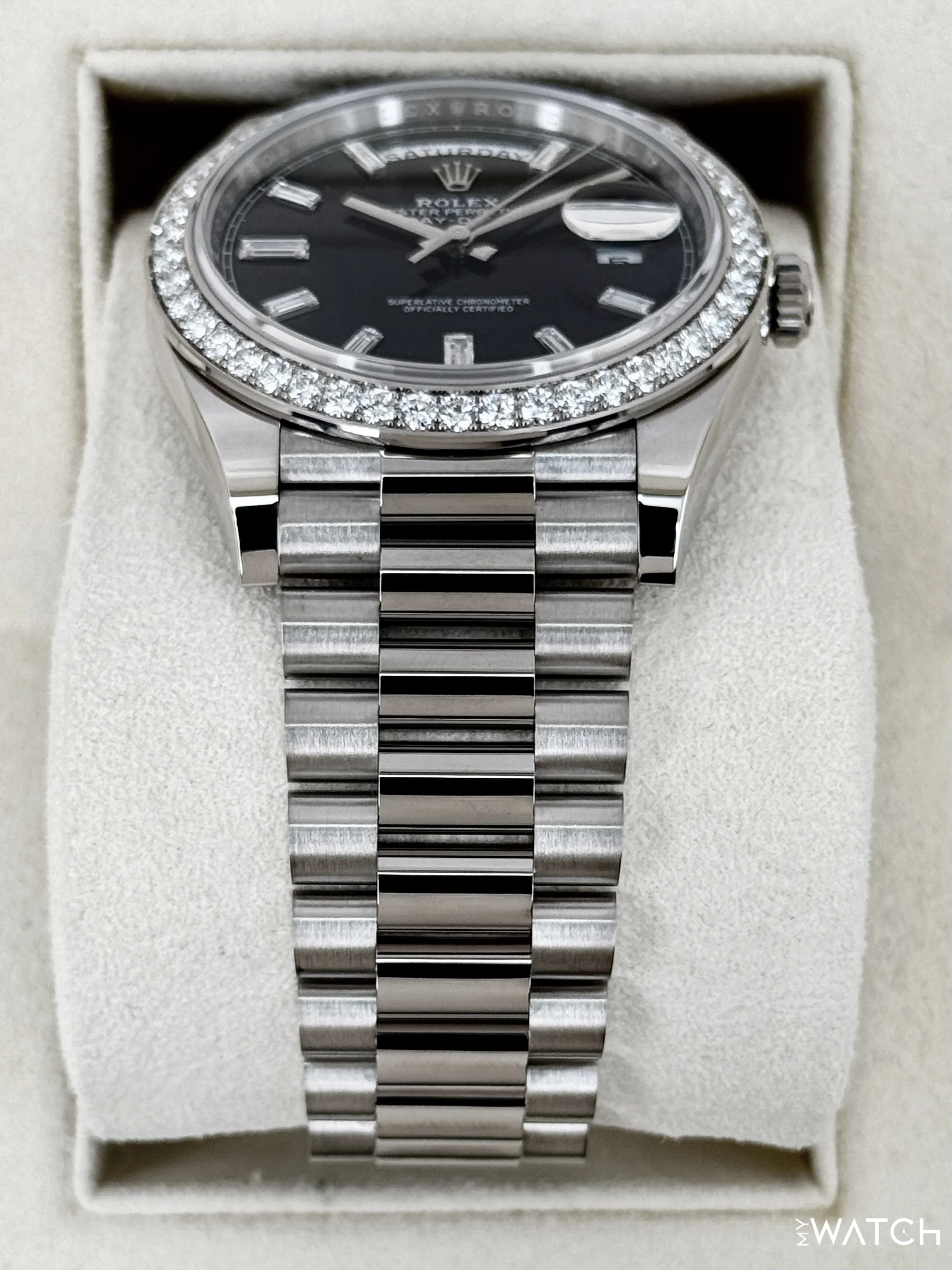 2023 Rolex Day-Date 40mm 228349RBR Presidential Black Diamond Baguette Dial - Image 3