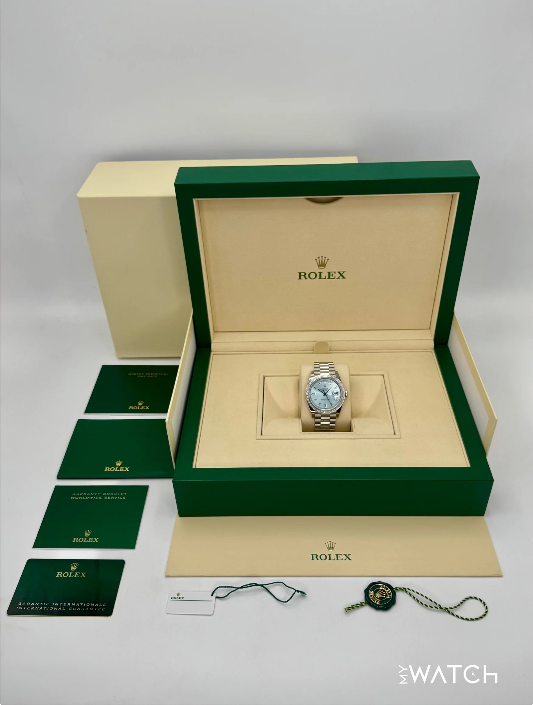 2023 Rolex Day-Date 40mm 228396TBR Ice Blue Diamond Baguette Dial - Image 10