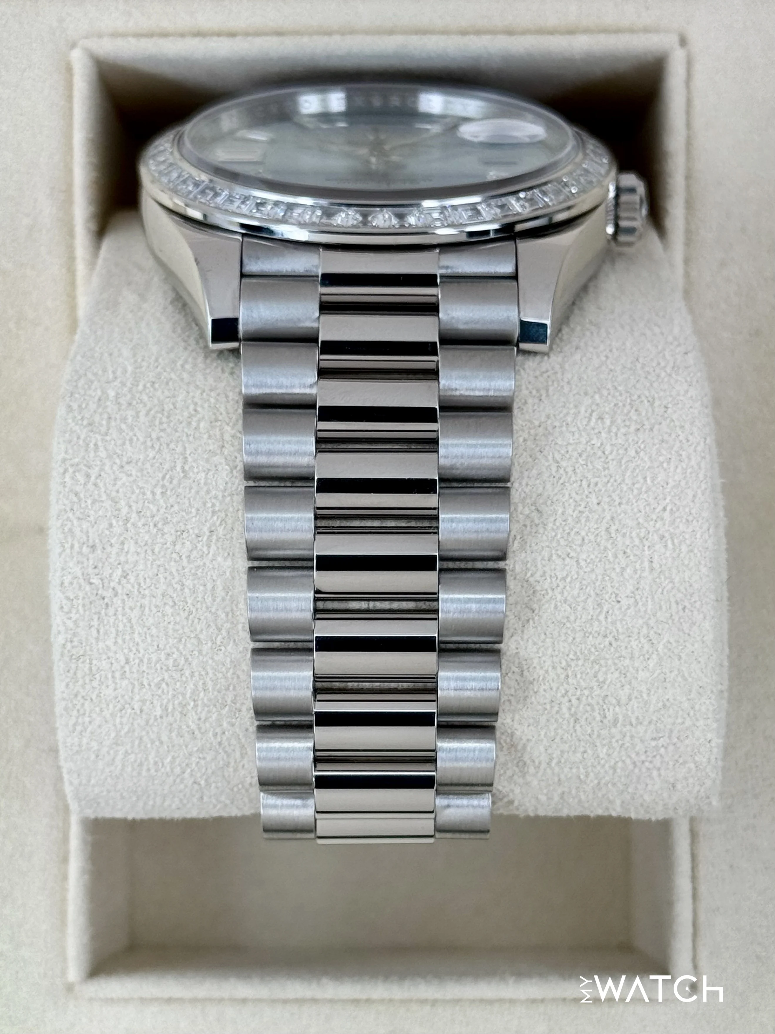 2023 Rolex Day-Date 40mm 228396TBR Ice Blue Diamond Baguette Dial - Image 3