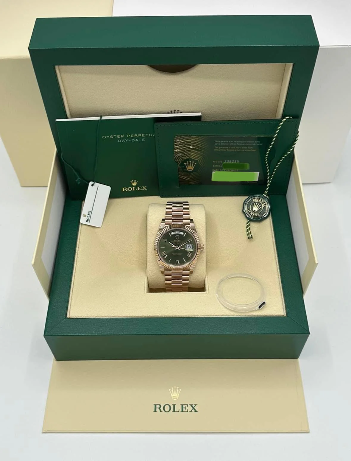 NEW 2023 Rolex Day-Date 40mm 228235 Presidential Rose Gold Olive Dial - Image 12