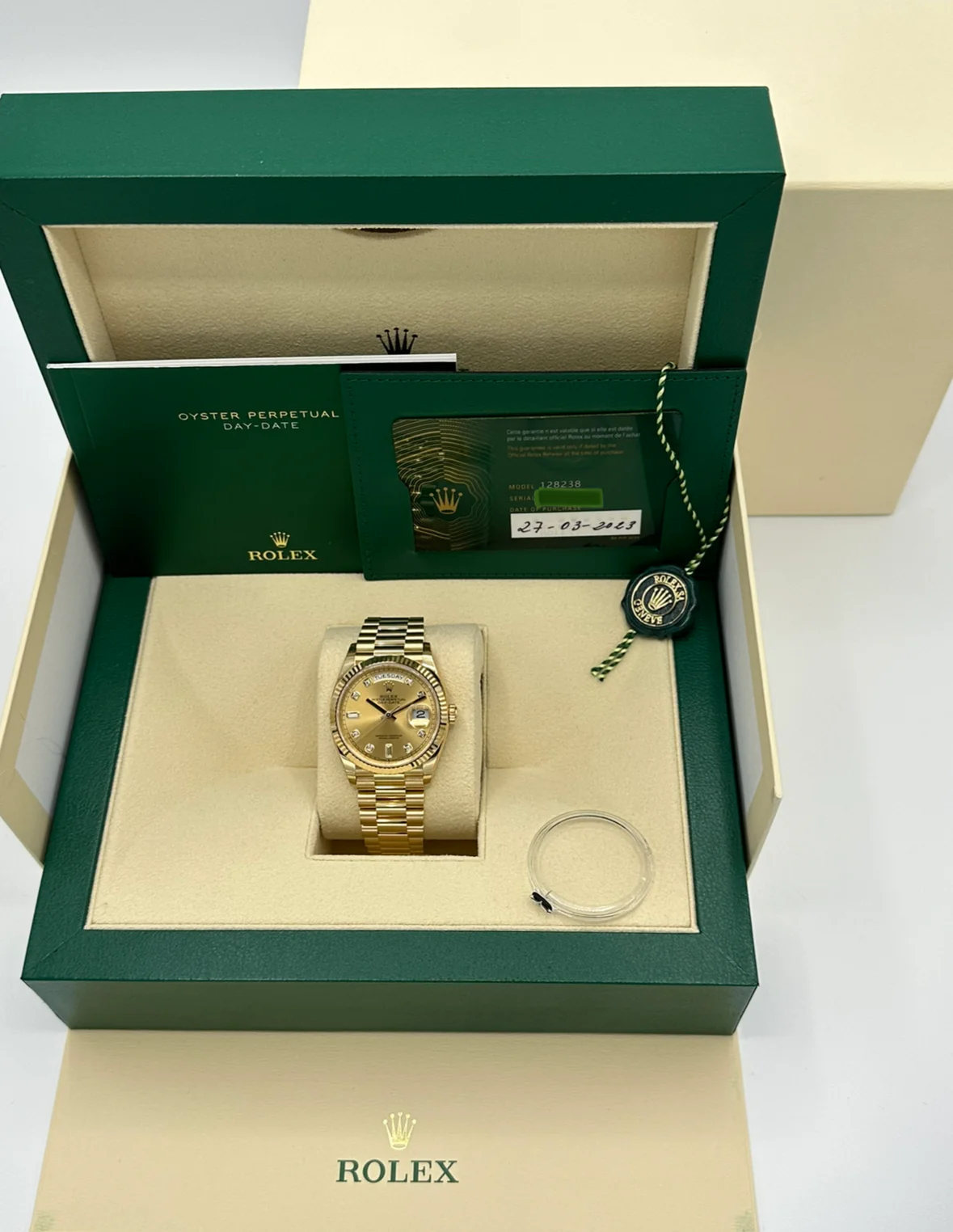 2023 Rolex Day-Date 36mm 128238 Champagne Diamond Dial - Image 11