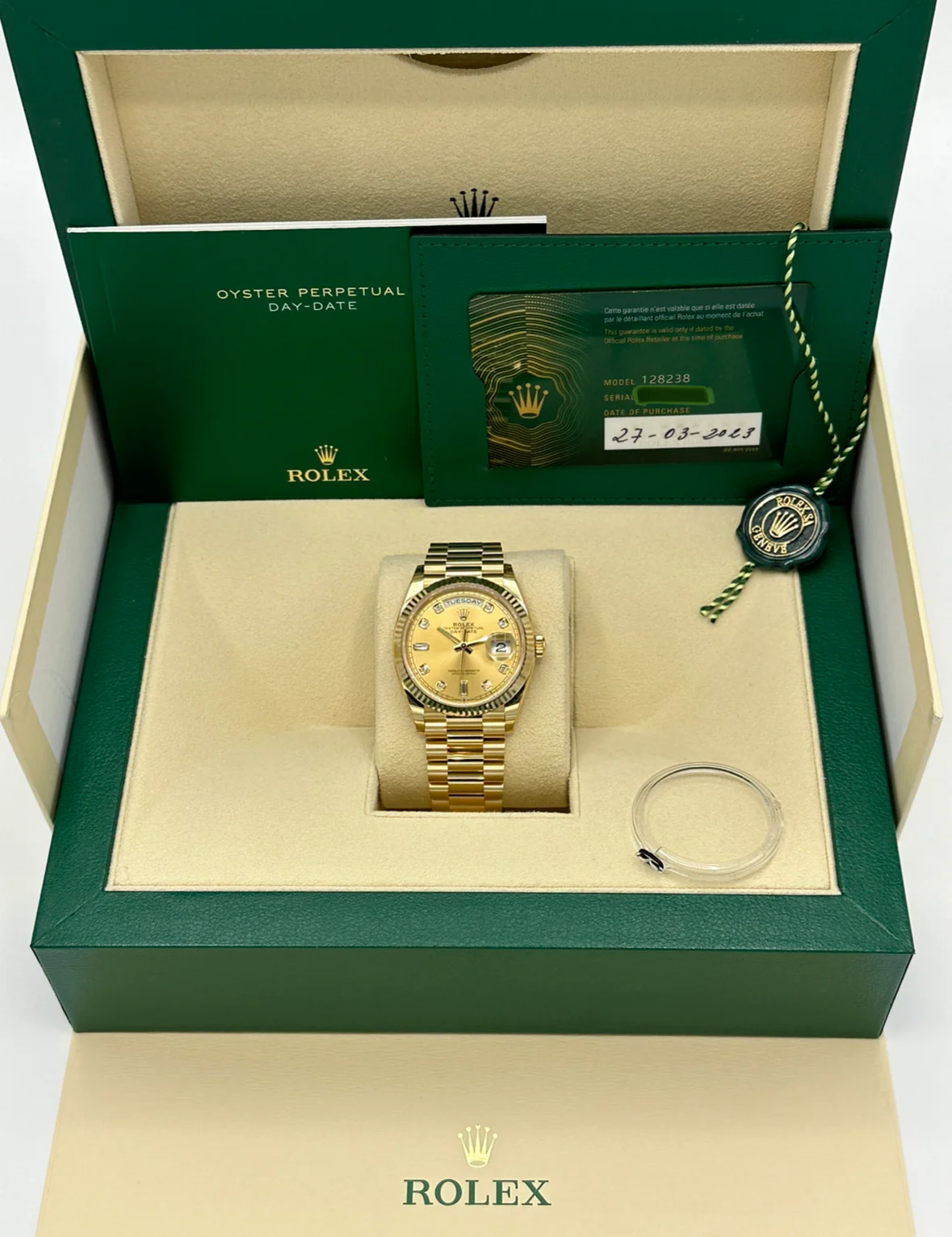 2023 Rolex Day-Date 36mm 128238 Champagne Diamond Dial - Image 12