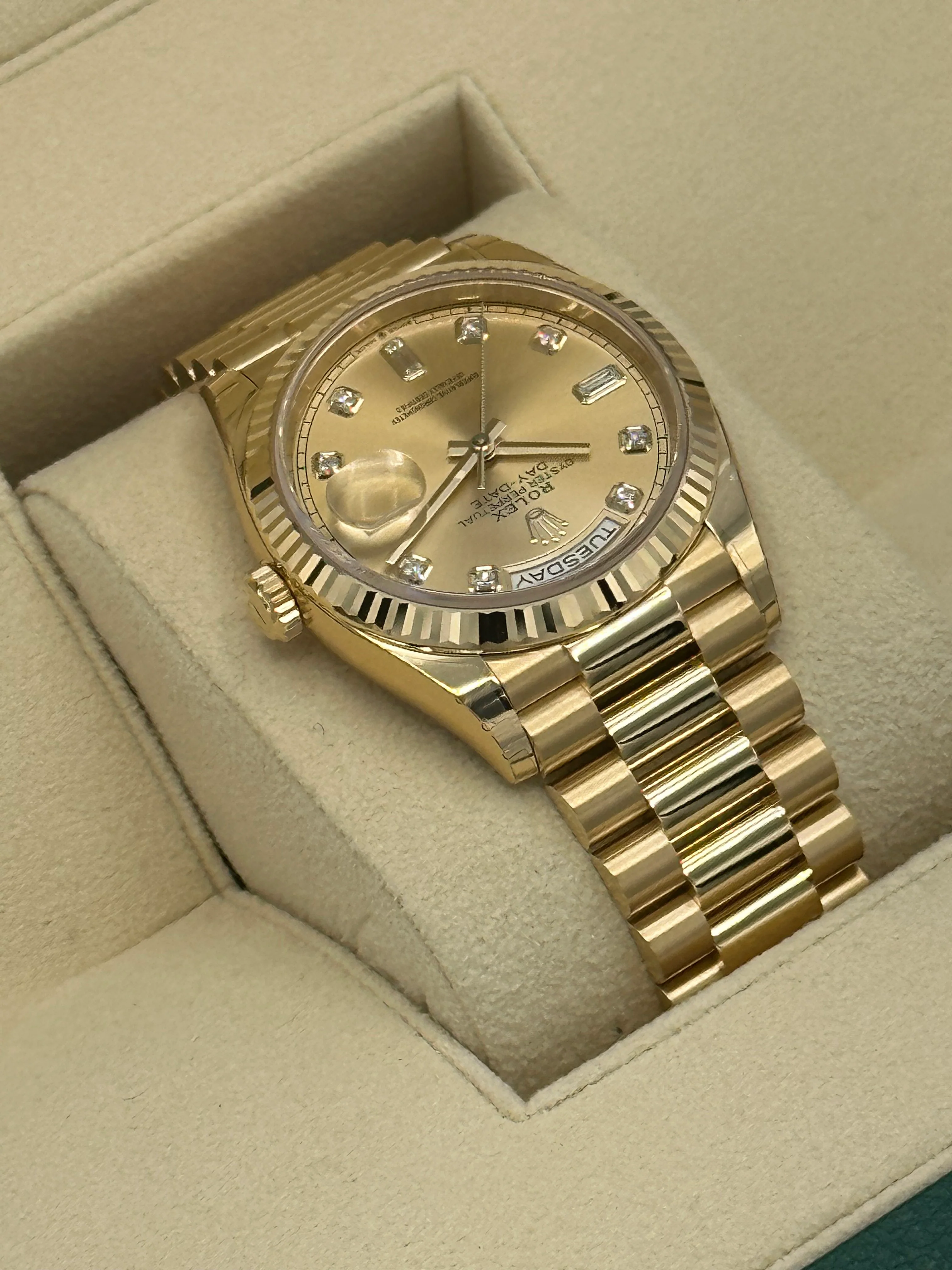 2023 Rolex Day-Date 36mm 128238 Champagne Diamond Dial - Image 8