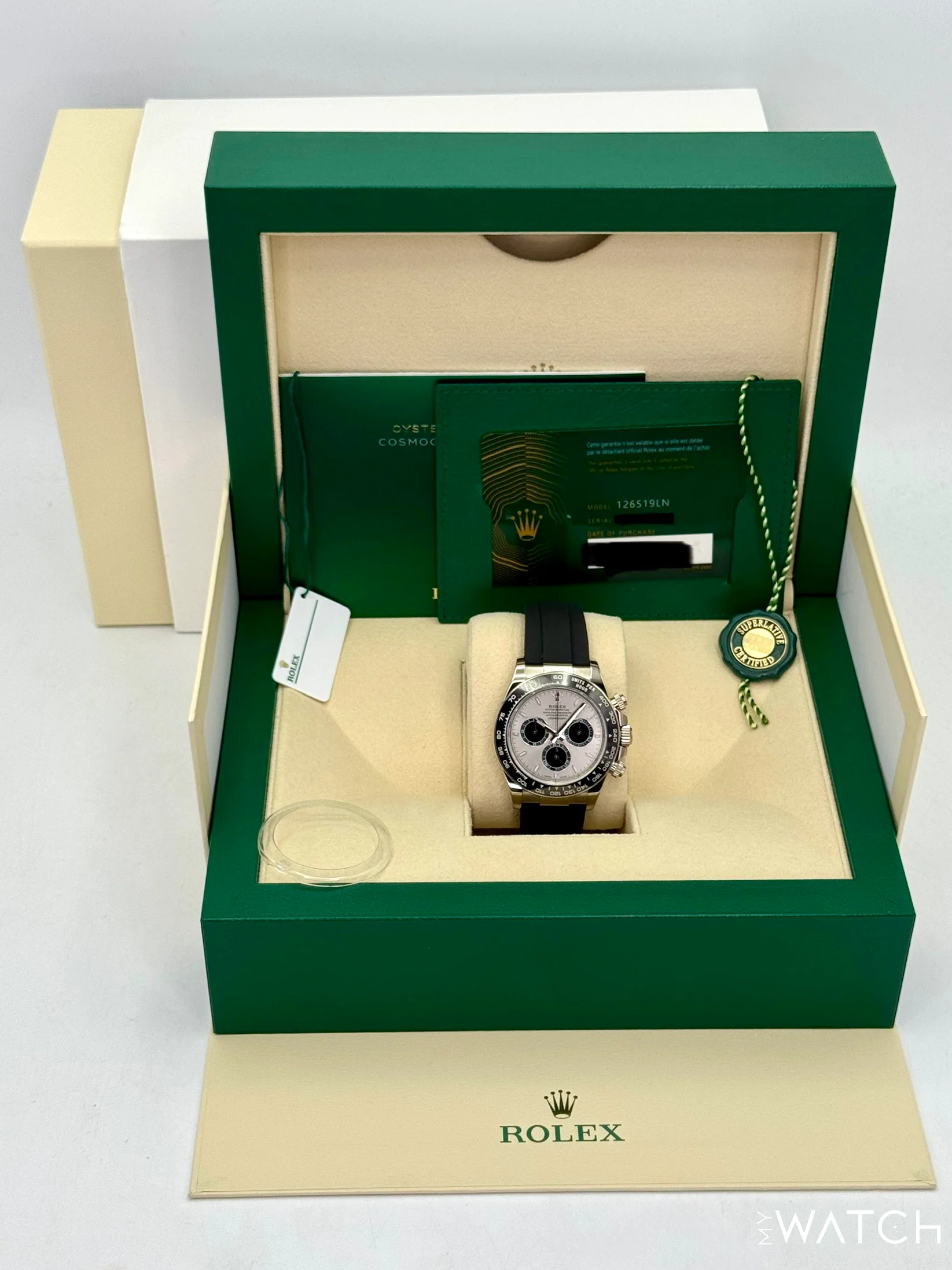 2023 Rolex Daytona 40mm 126519LN White Gold Oysterflex Silver Ghost Dial - Image 9