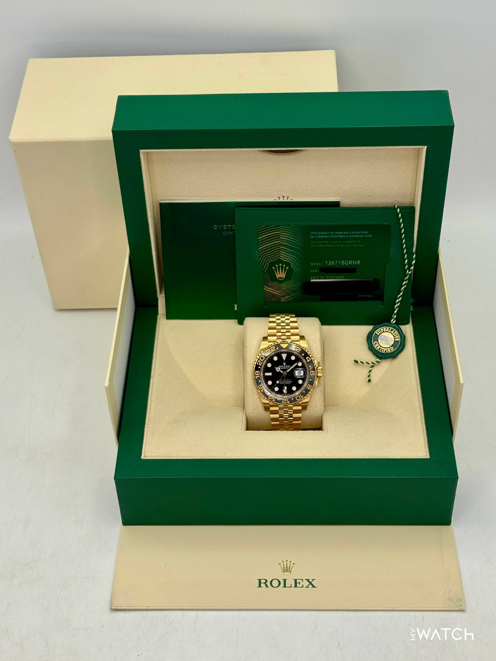 2023 Rolex GMT-Master II 40mm 126718GRNR Yellow Gold Jubilee Black Dial - Image 9
