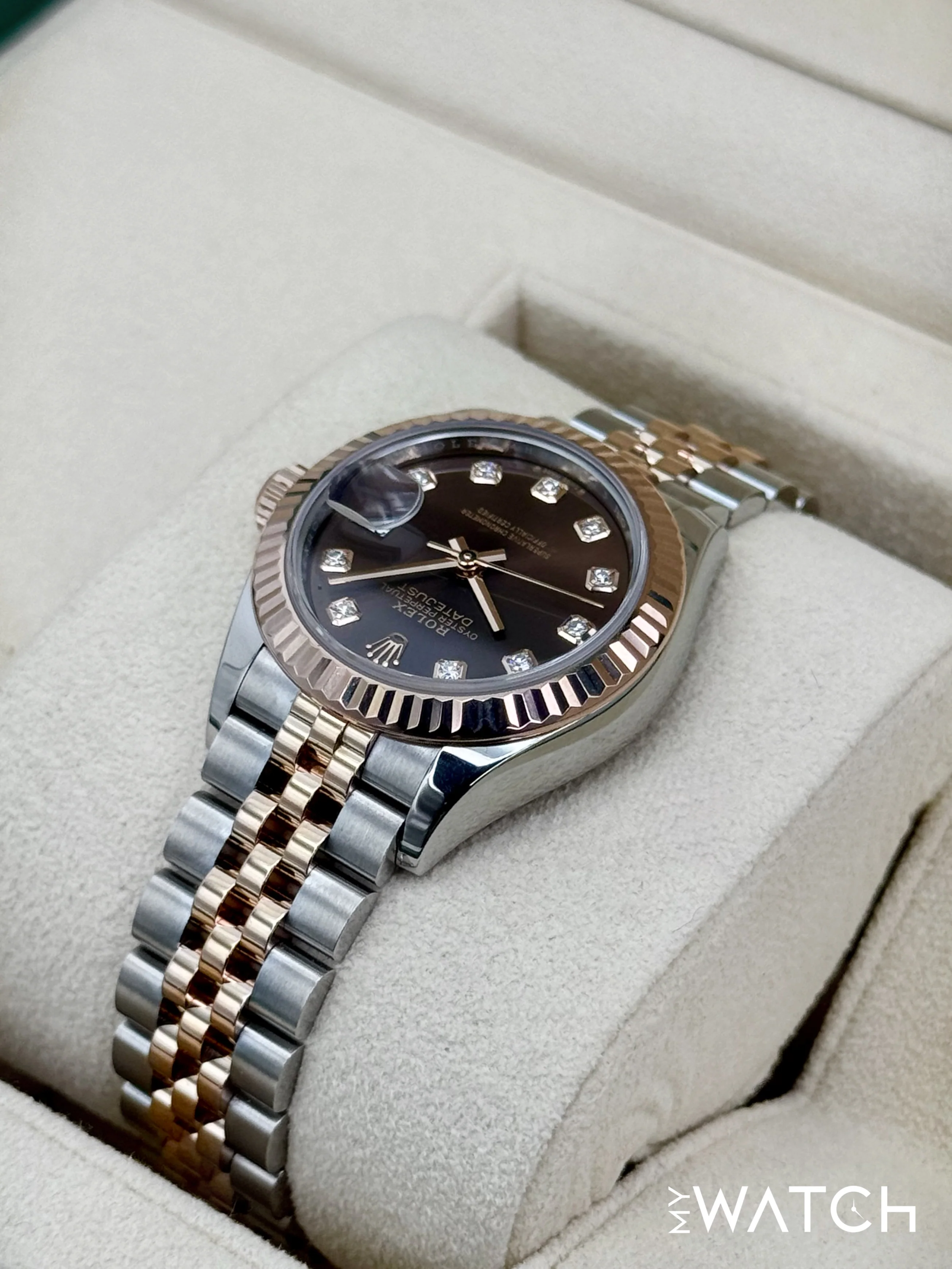 2023 Rolex Ladies Datejust 28mm 279171 Two-Tone Chocolate Diamond Dial - Image 7