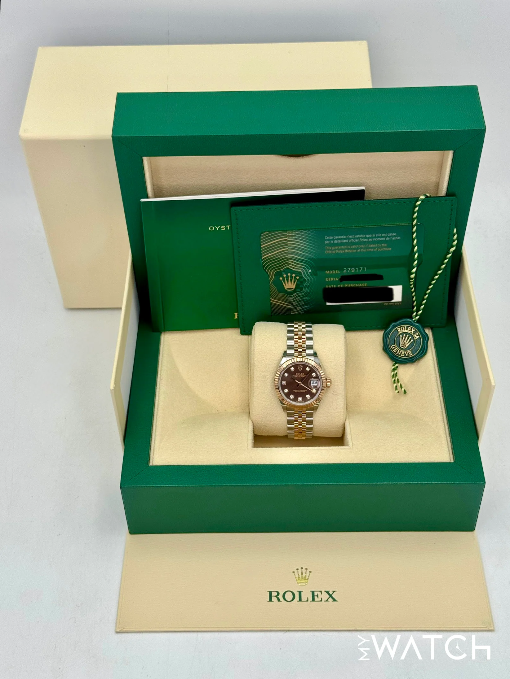2023 Rolex Ladies Datejust 28mm 279171 Two-Tone Chocolate Diamond Dial - Image 9