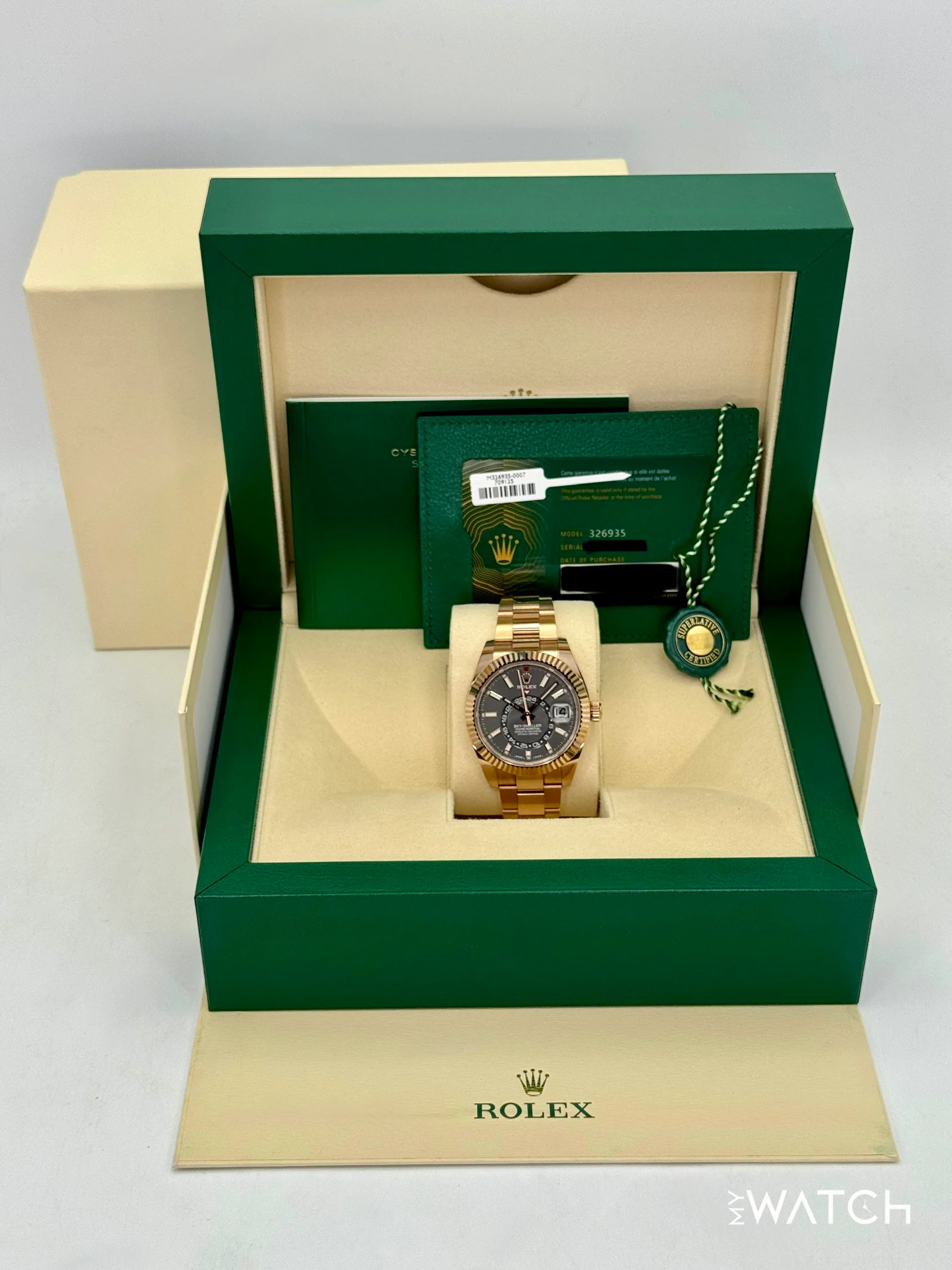 2023 Rolex Sky-Dweller 42mm 326935 Rose Gold Oyster Rhodium Dial - Image 9