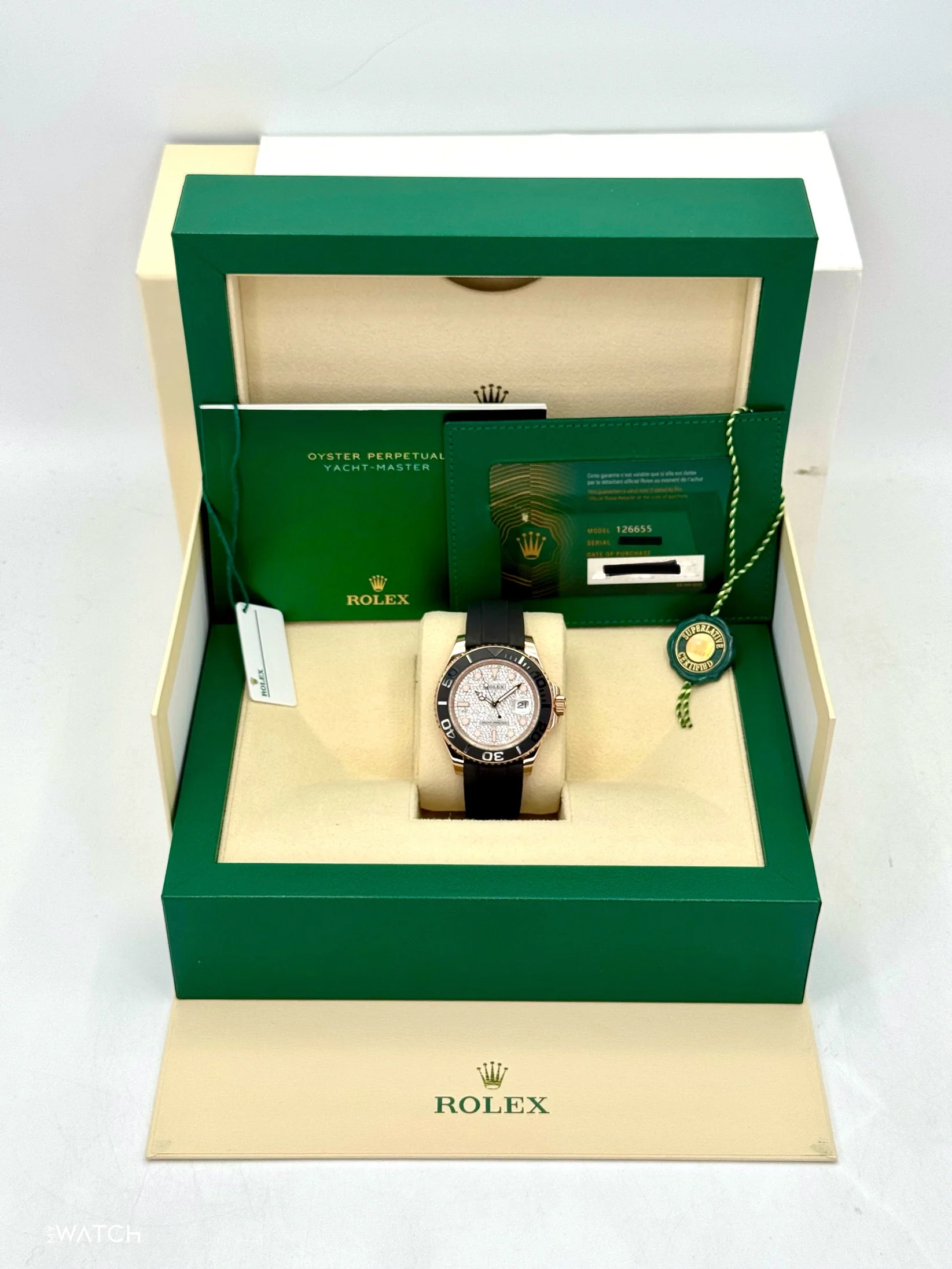 2023 Rolex Yacht-Master 40mm 126655 Rose Gold Diamond Paved Dial - Image 9