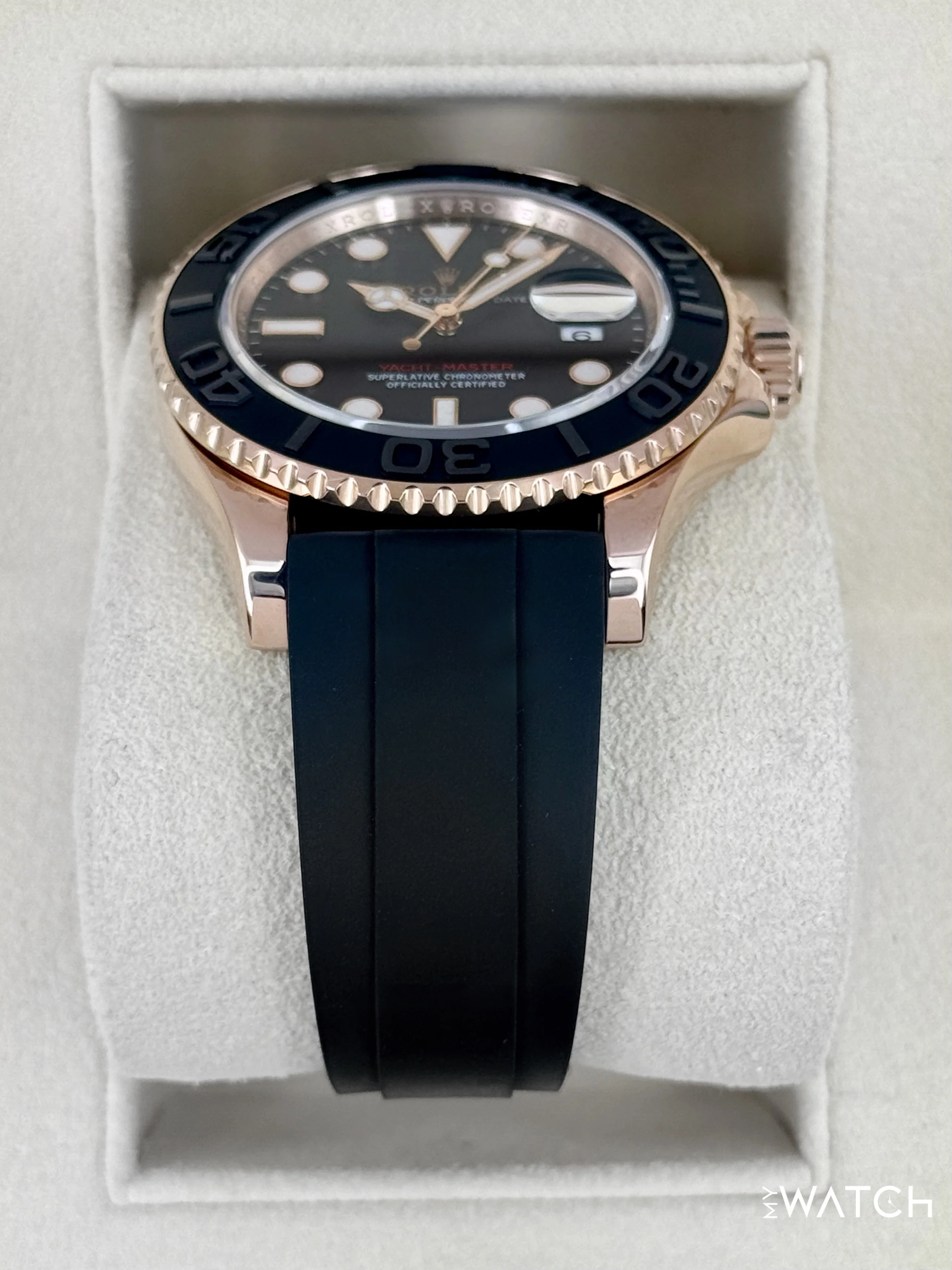 2023 Rolex Yacht-Master 40mm 126655 Rose Gold Oysterflex Black Dial - Image 3