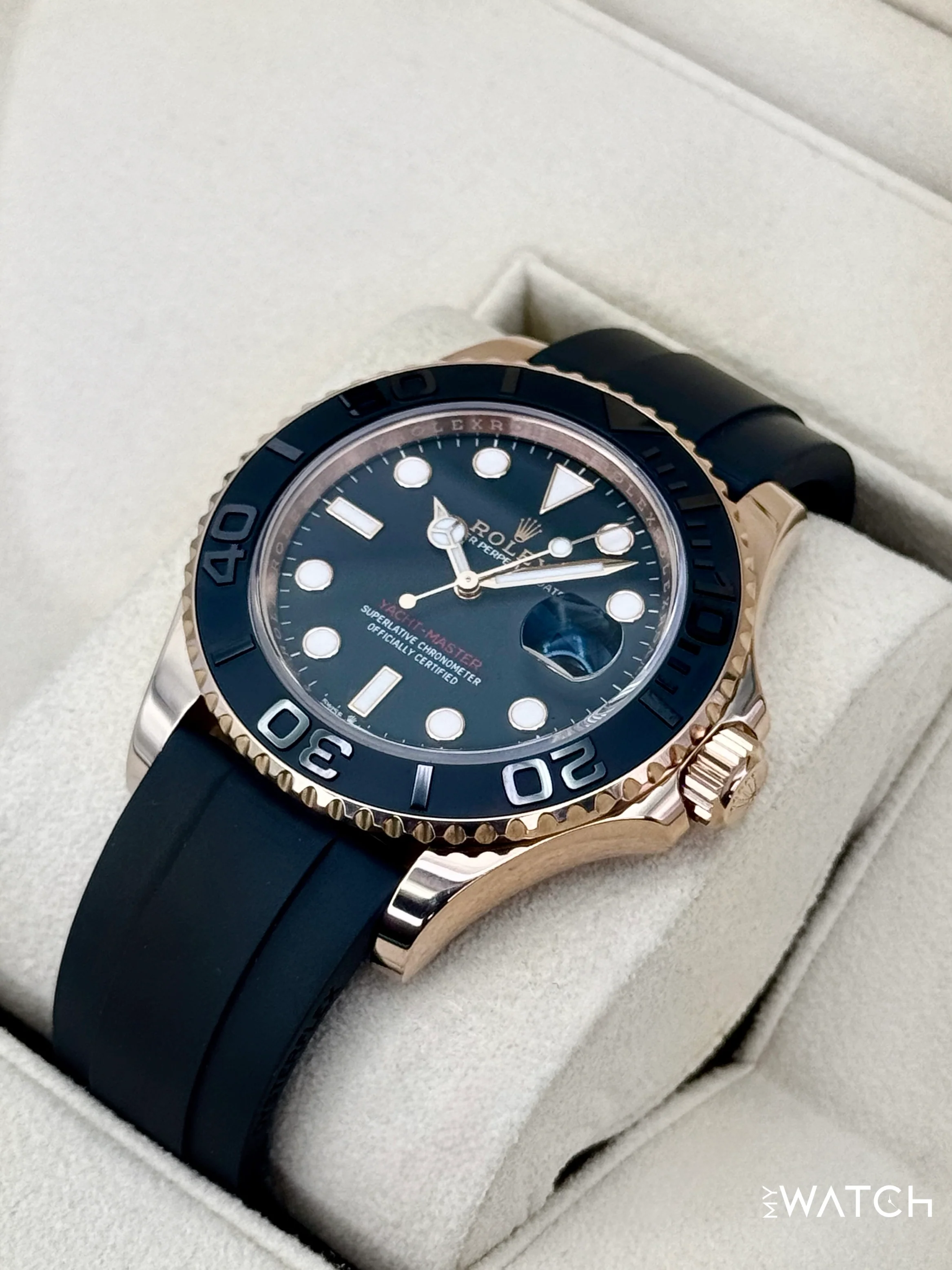 2023 Rolex Yacht-Master 40mm 126655 Rose Gold Oysterflex Black Dial - Image 5