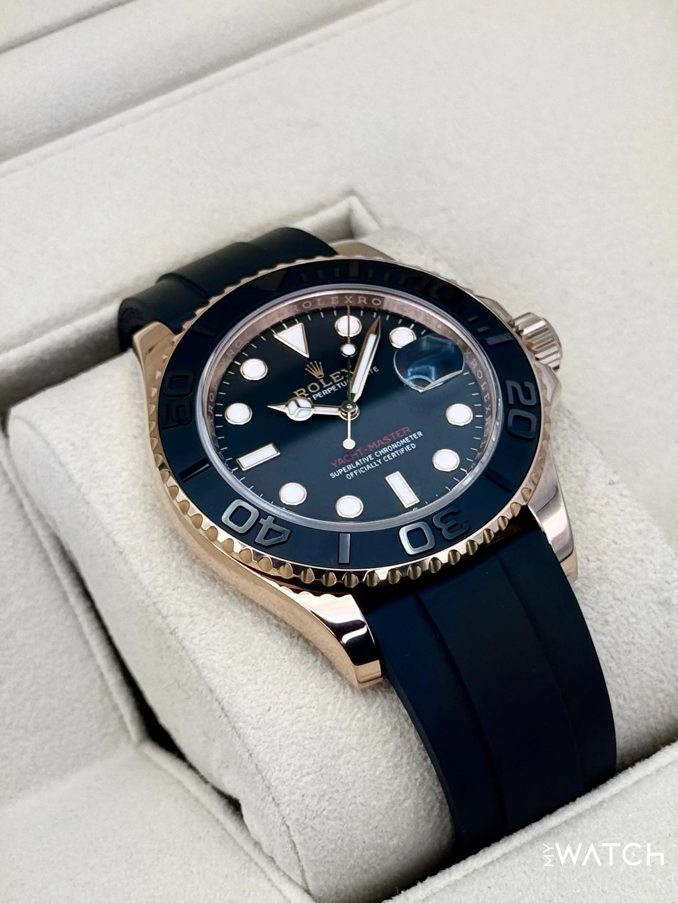 2023 Rolex Yacht-Master 40mm 126655 Rose Gold Oysterflex Black Dial - Image 6