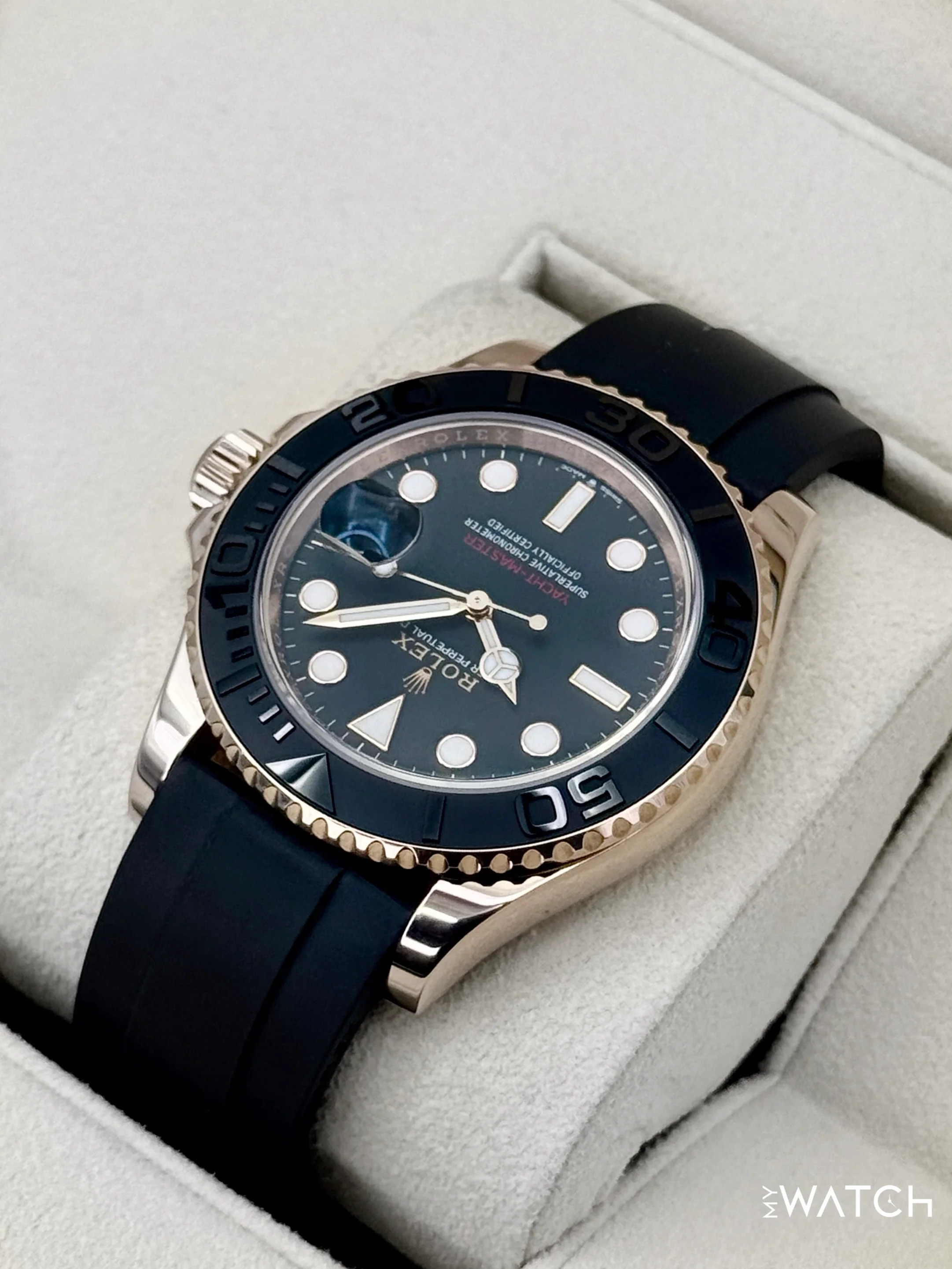 2023 Rolex Yacht-Master 40mm 126655 Rose Gold Oysterflex Black Dial - Image 7