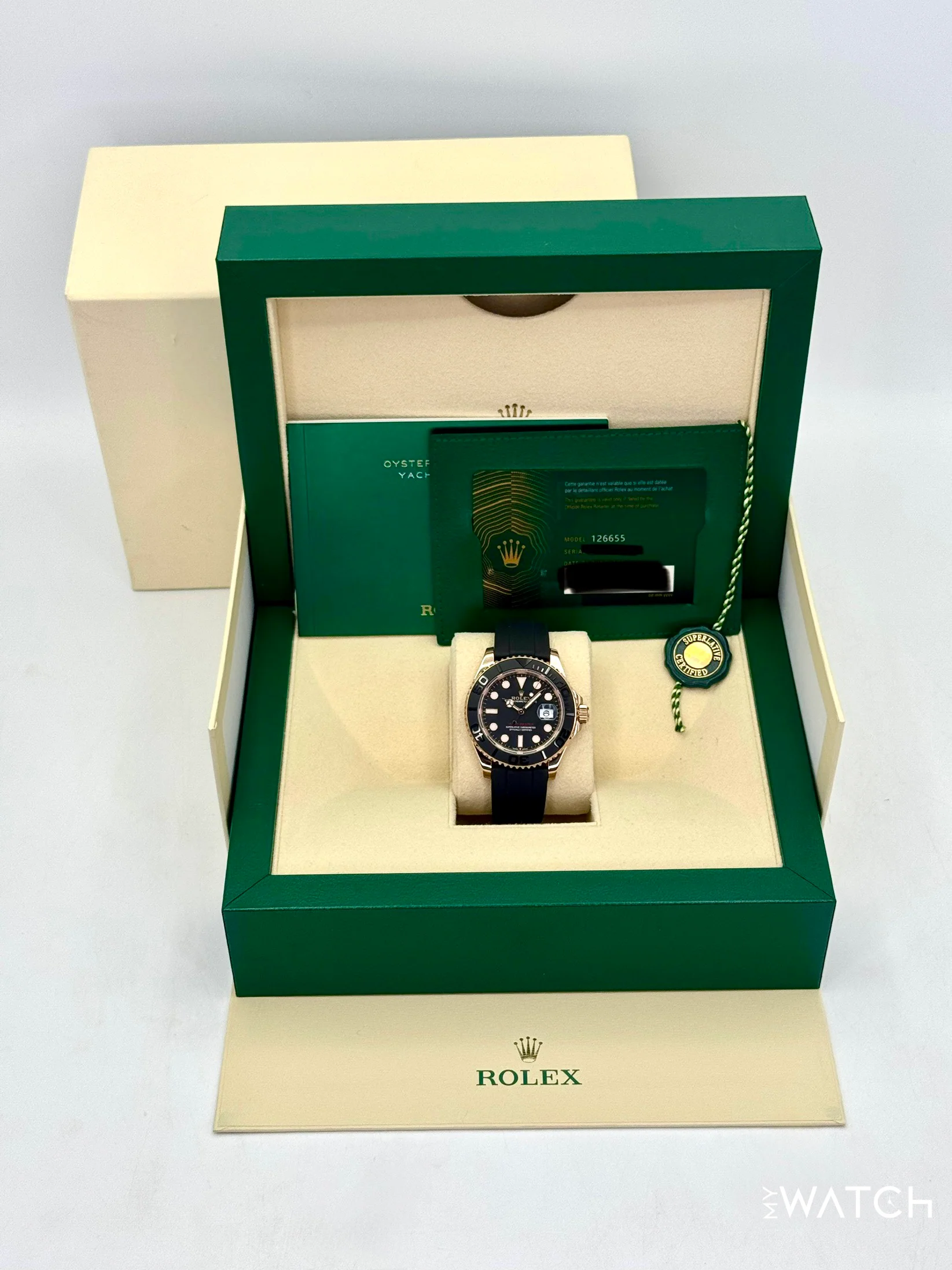 2023 Rolex Yacht-Master 40mm 126655 Rose Gold Oysterflex Black Dial - Image 9