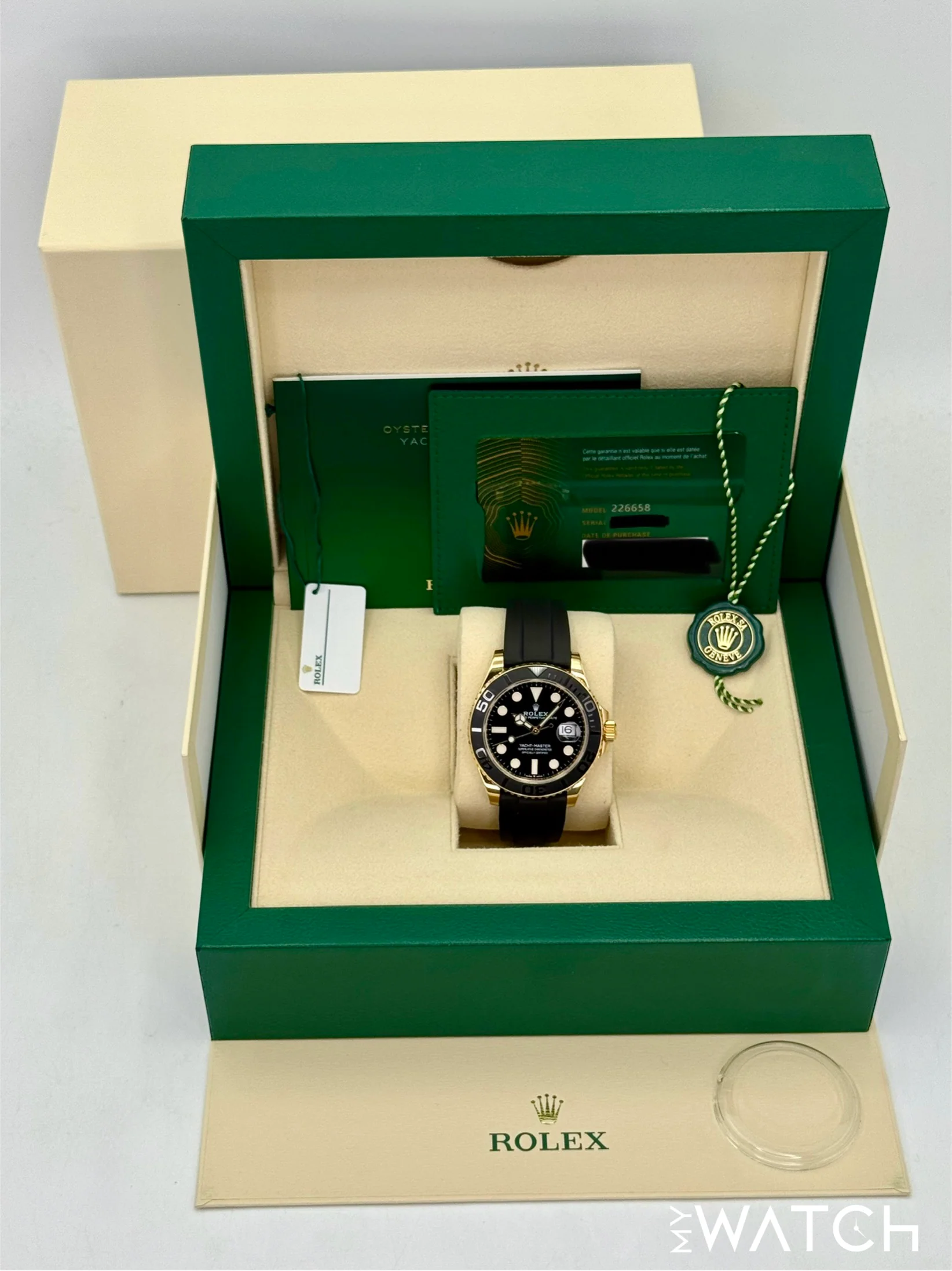 2023 Rolex Yacht-Master 42mm 226658 Gold Oysterflex Black Dial - Image 9