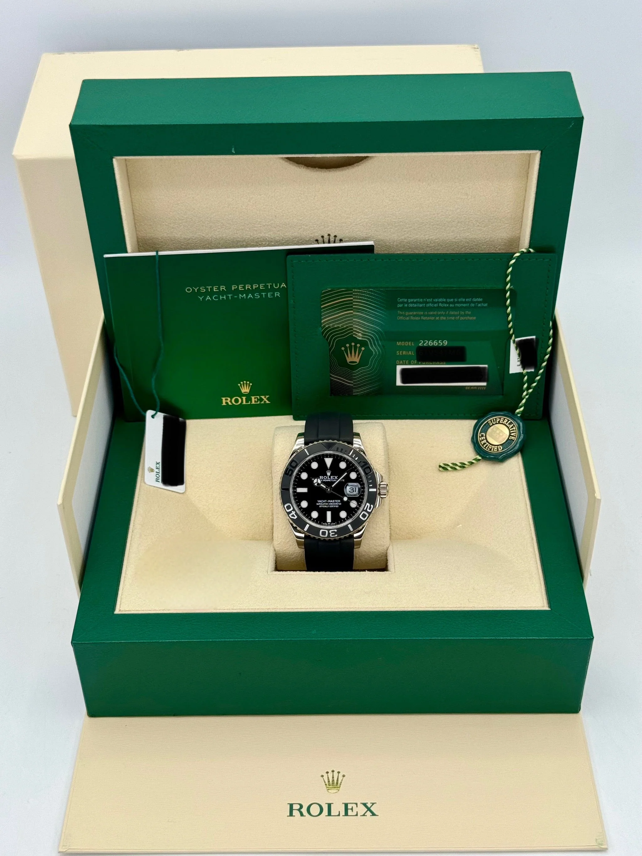 2023 Rolex Yacht-Master 42mm 226659 White Gold Oysterflex Black Dial - Image 9
