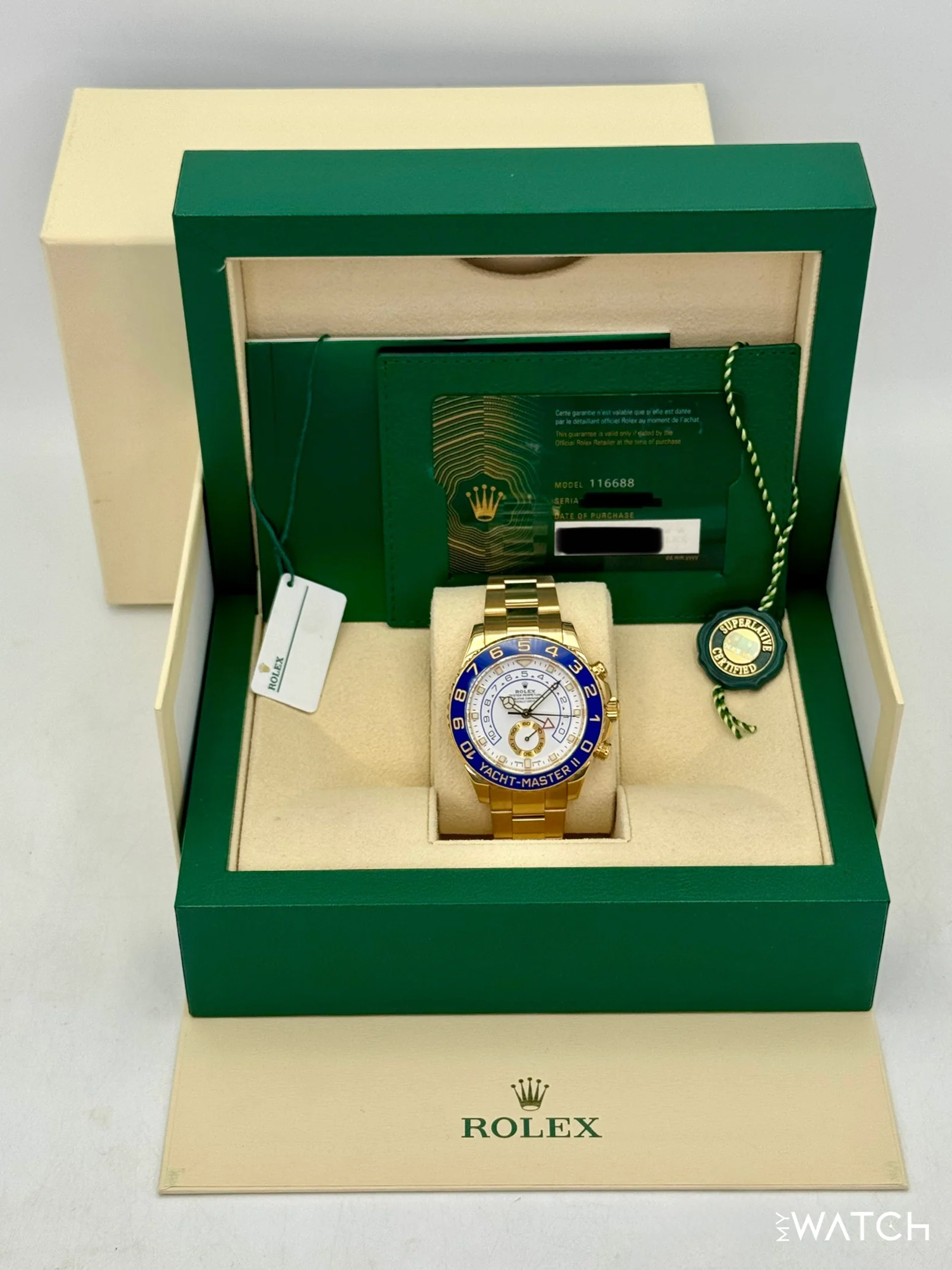 2023 Rolex Yacht-Master II 44mm 116688 18K Yellow Gold White Dial - Image 9