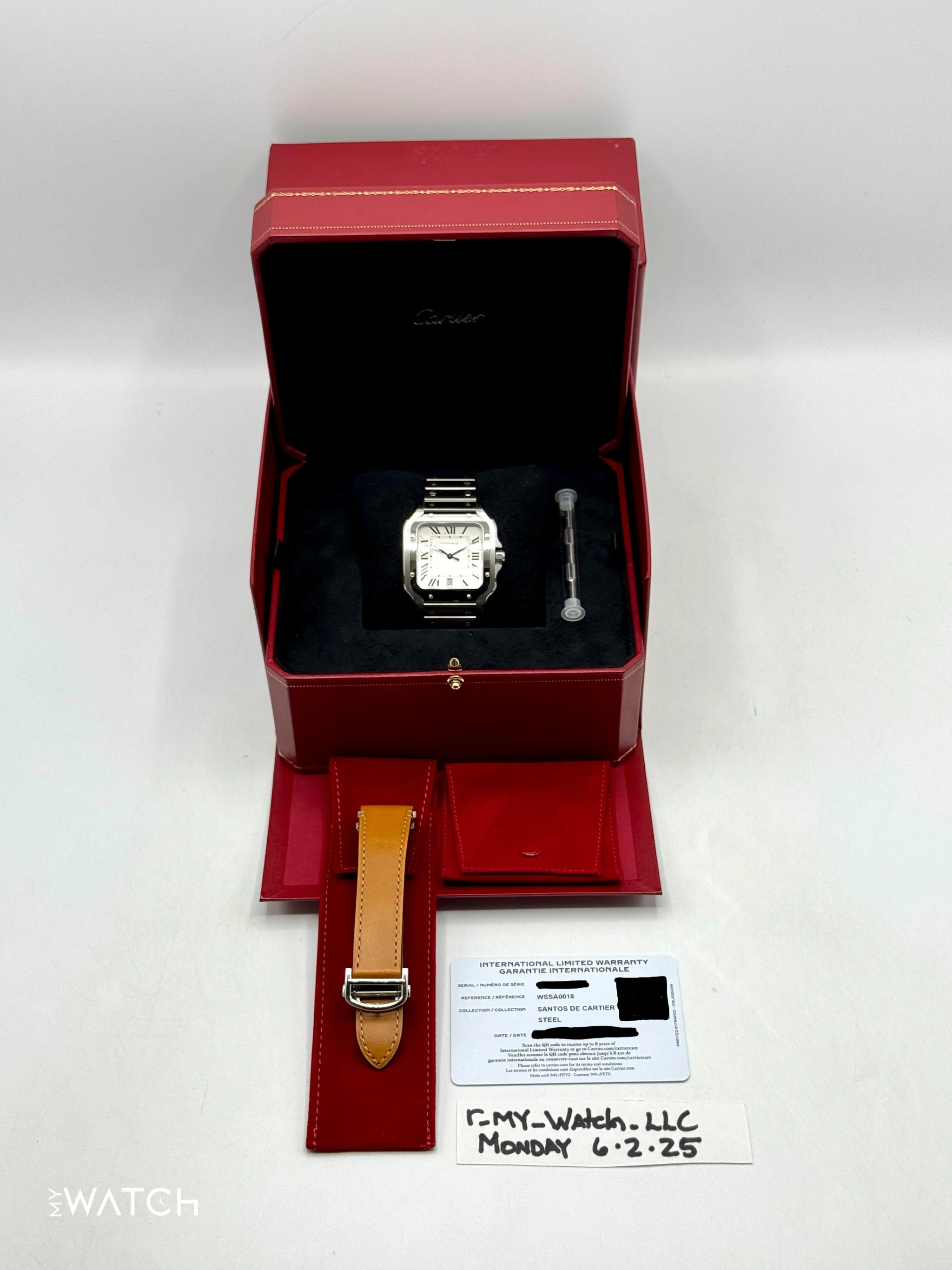 2023 Santos De Cartier 39.8mm WSSA0018 Stainless Steel White Dial - Image 10