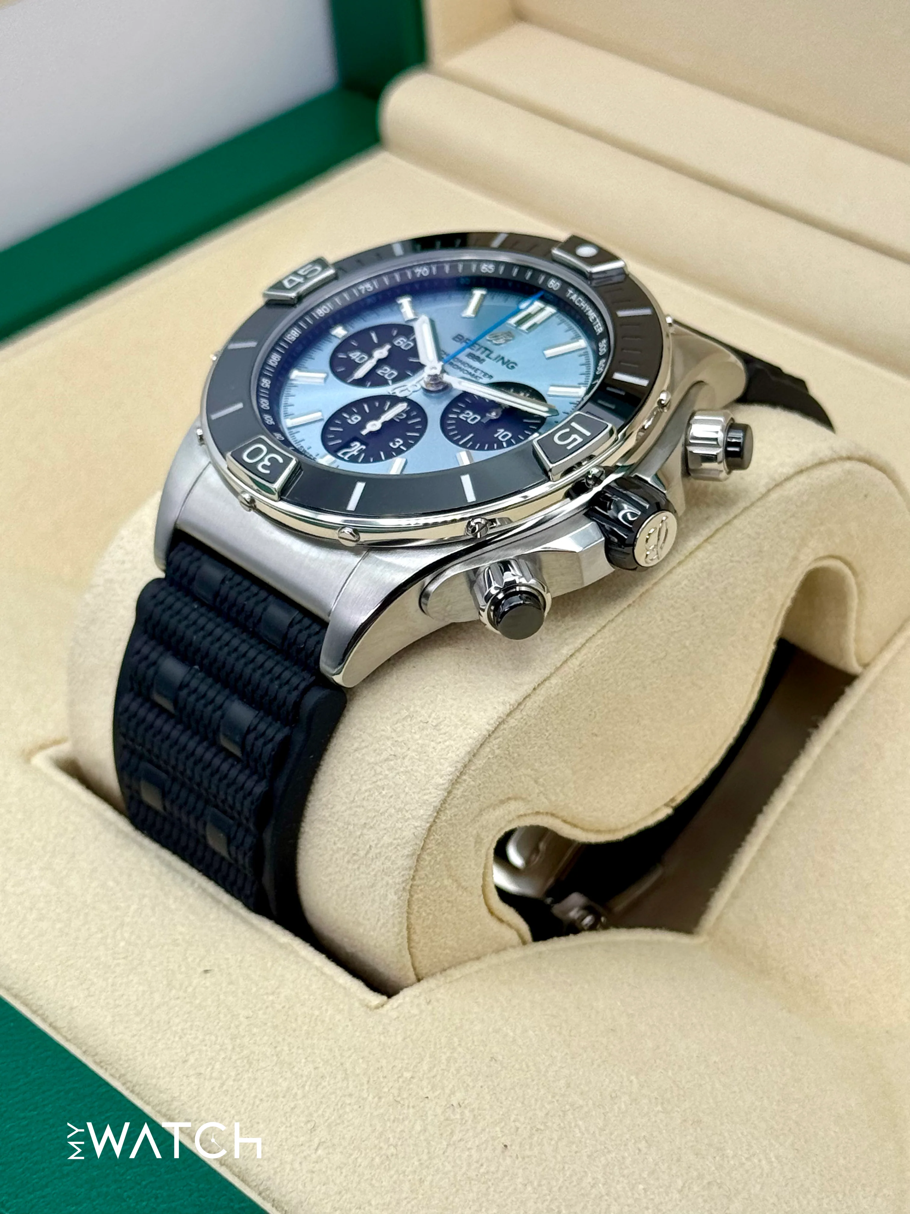 2024 Breitling Super Chronomat B01 44 PB01362 Stainless Steel Blue Dial - Image 5