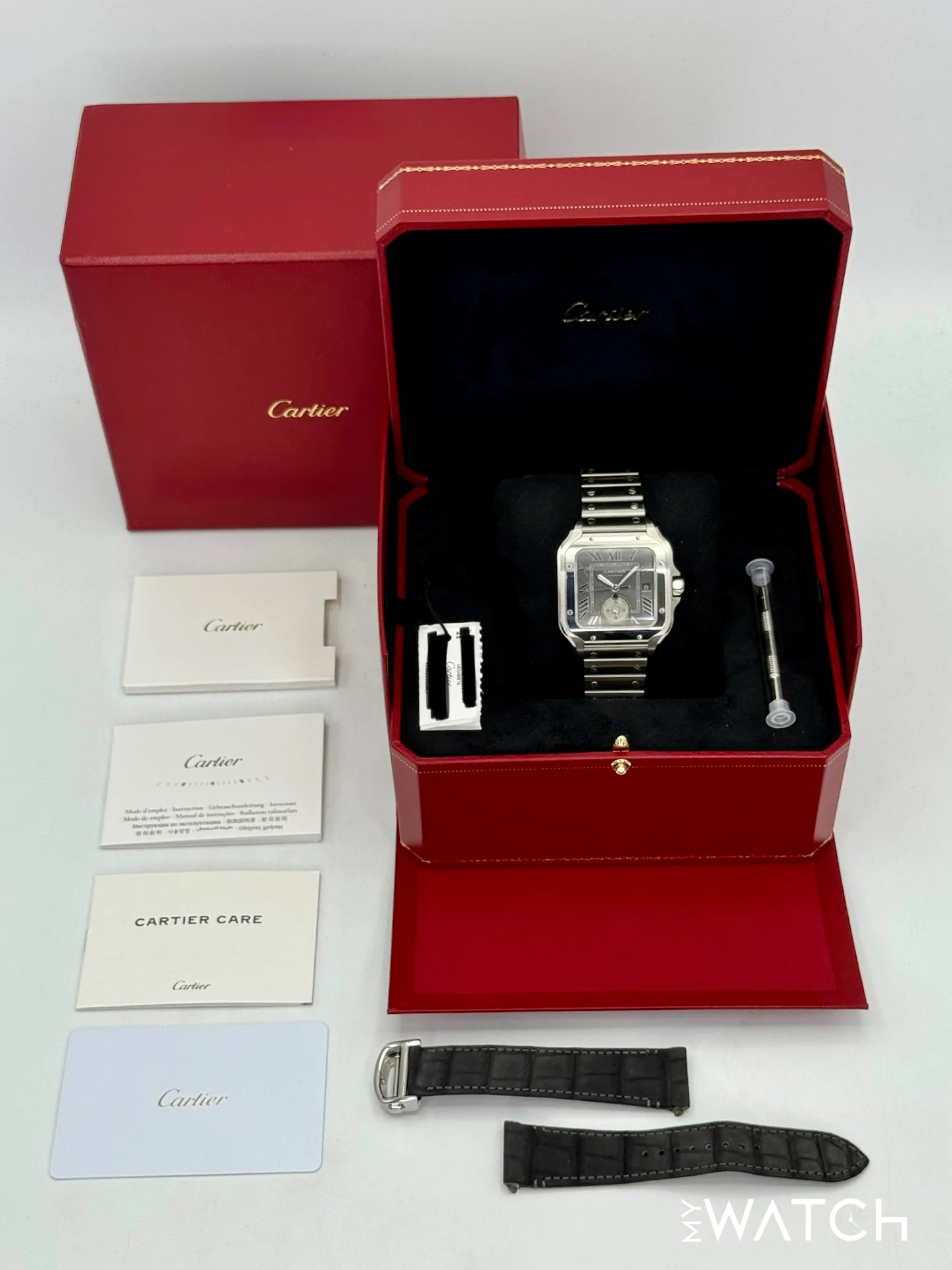 2024 Cartier Santos Dual Time 40.2mm WSSA0076 Stainless Steel Gray Dial - Image 10