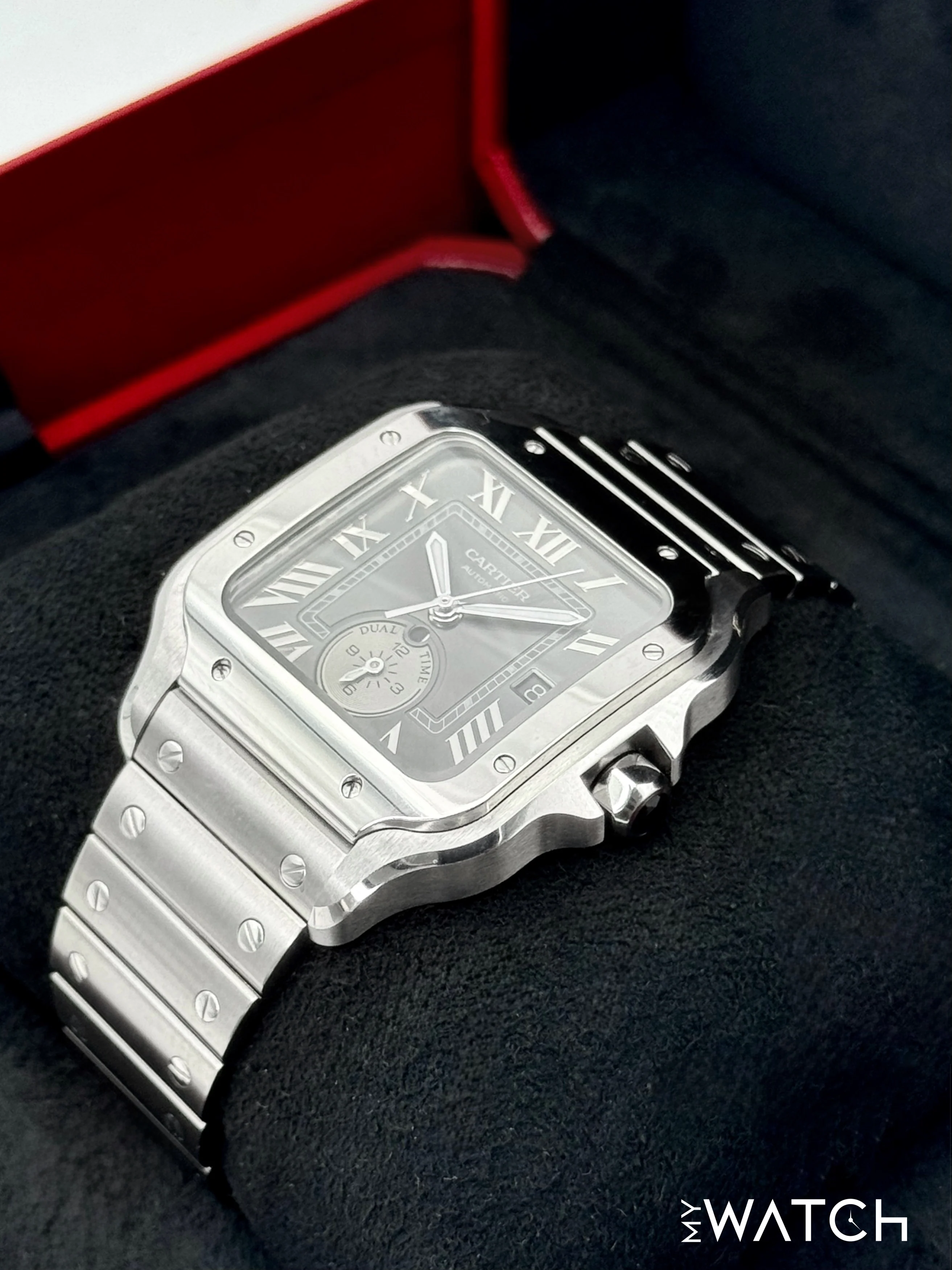 2024 Cartier Santos Dual Time 40.2mm WSSA0076 Stainless Steel Gray Dial - Image 5