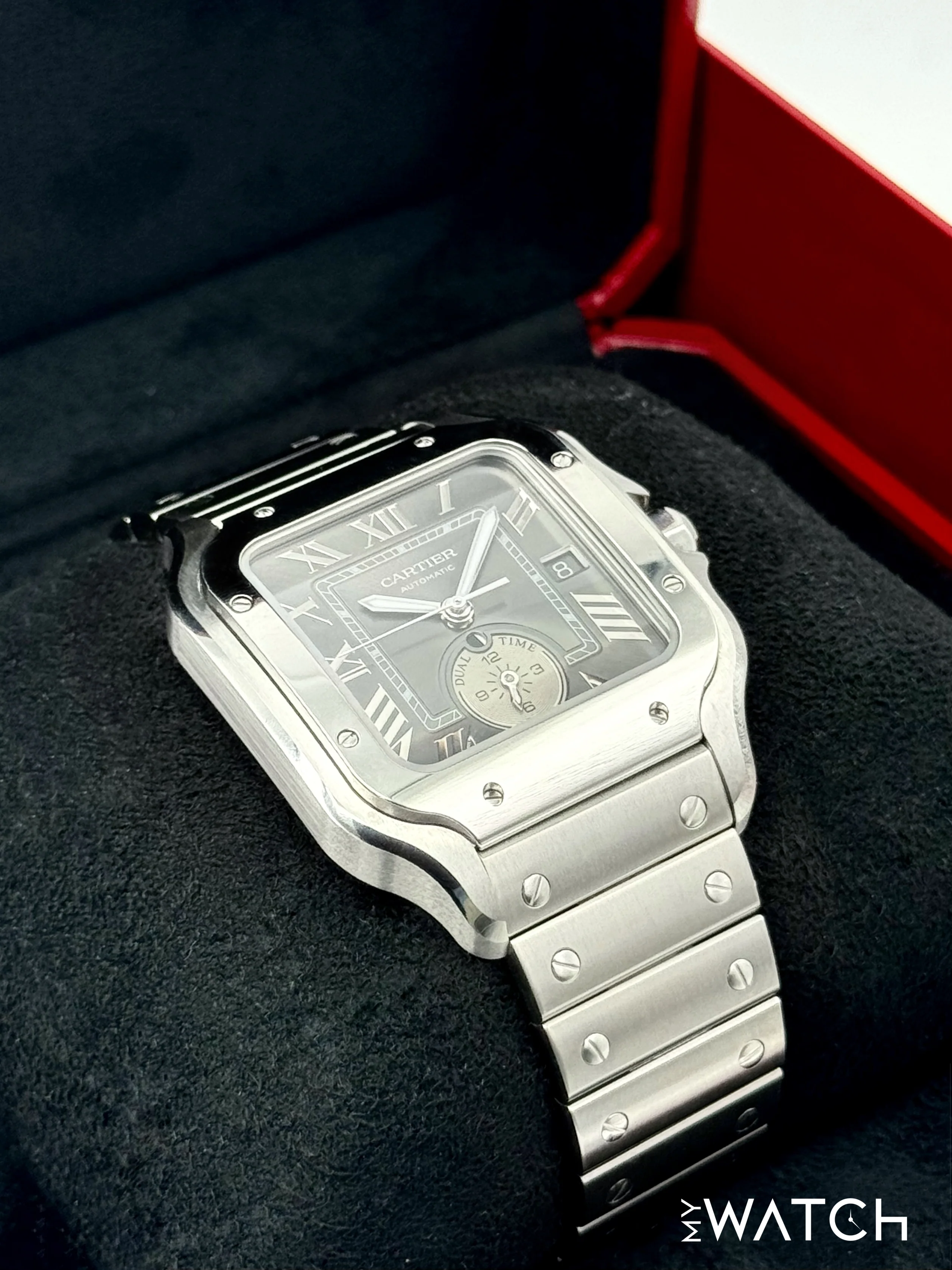 2024 Cartier Santos Dual Time 40.2mm WSSA0076 Stainless Steel Gray Dial - Image 6