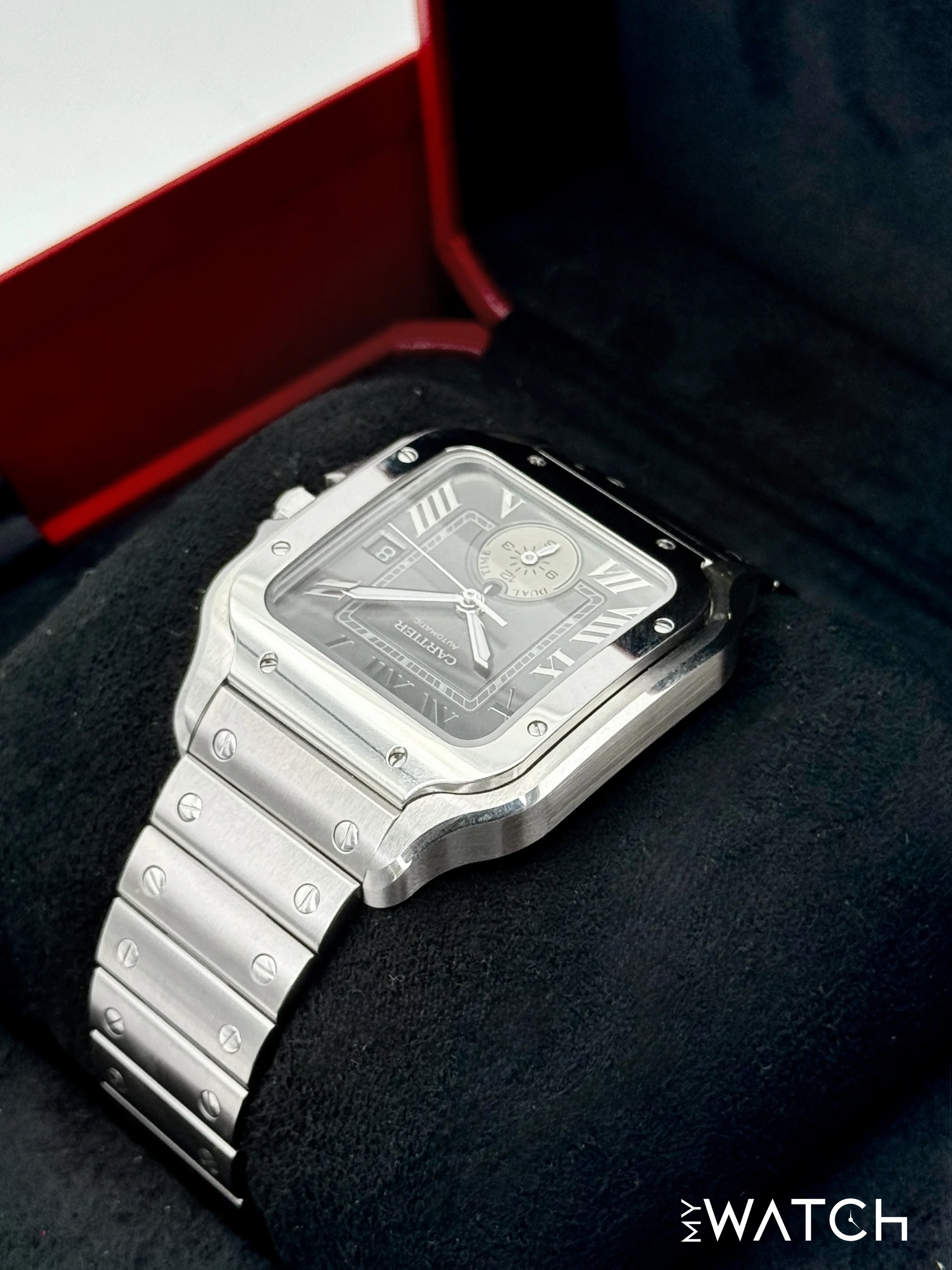 2024 Cartier Santos Dual Time 40.2mm WSSA0076 Stainless Steel Gray Dial - Image 7