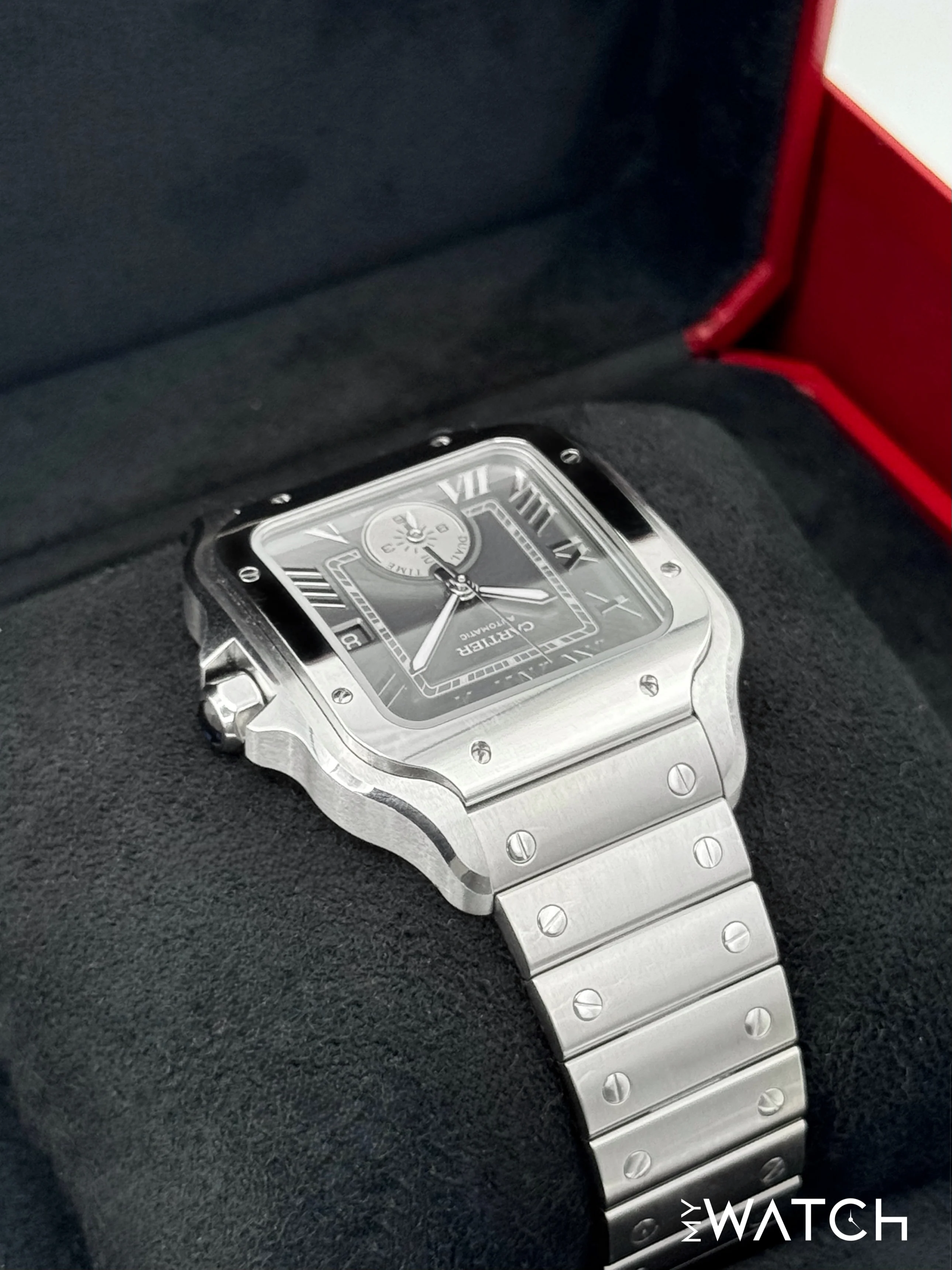2024 Cartier Santos Dual Time 40.2mm WSSA0076 Stainless Steel Gray Dial - Image 8