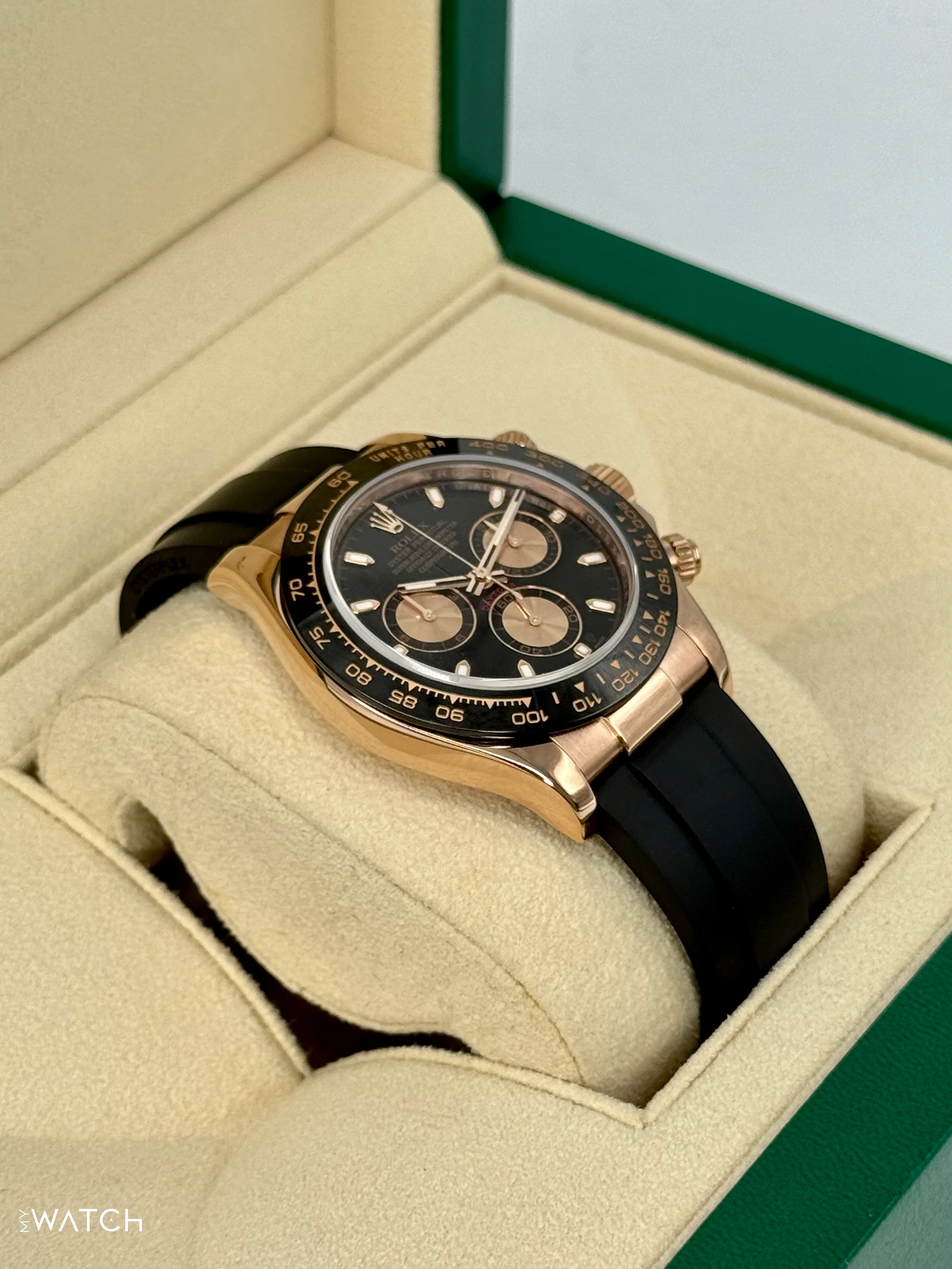 2024 CPO Rolex Daytona 40mm 116515LN Rose Gold Oysterflex Black Dial - Image 6