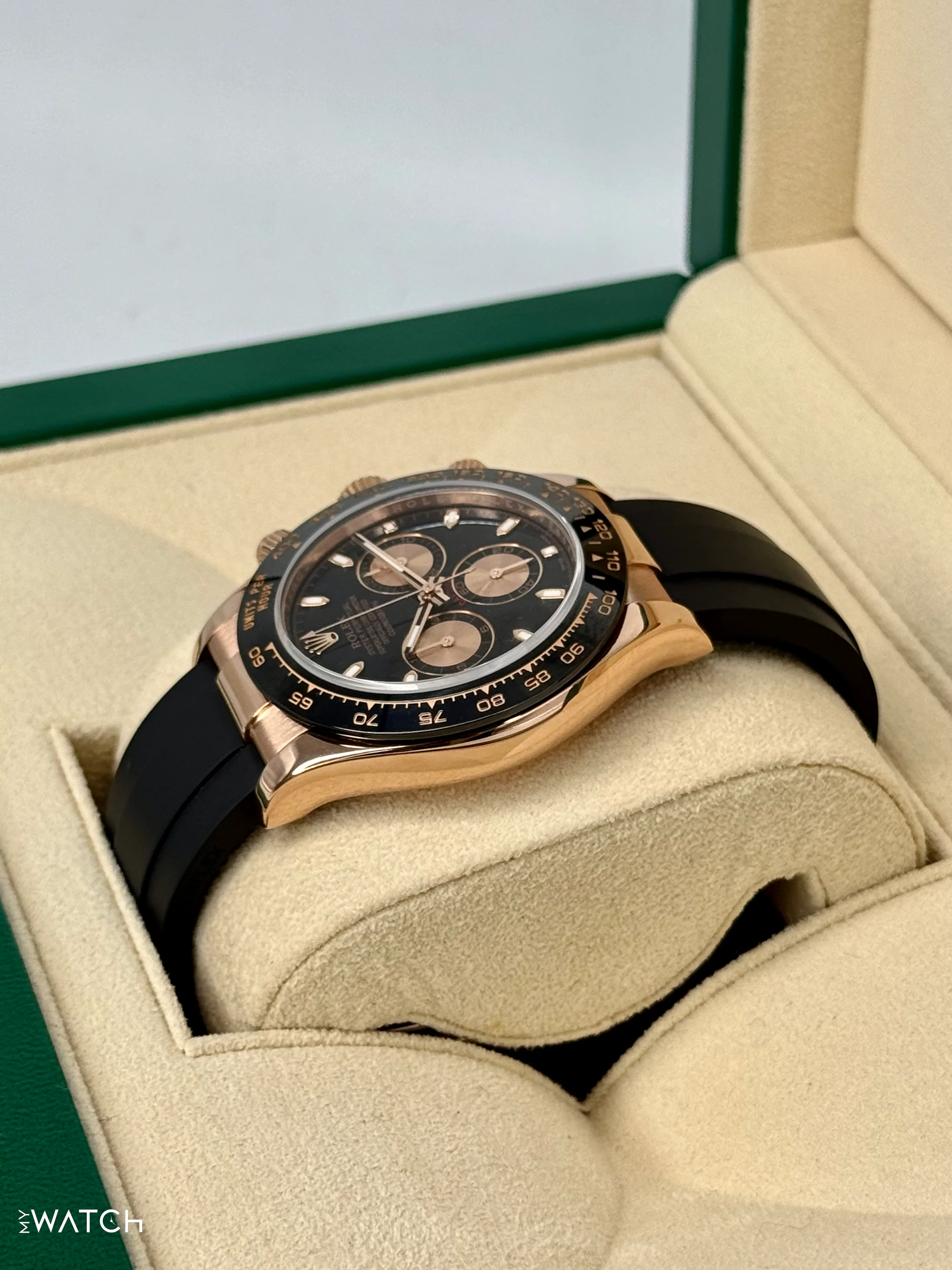 2024 CPO Rolex Daytona 40mm 116515LN Rose Gold Oysterflex Black Dial - Image 7