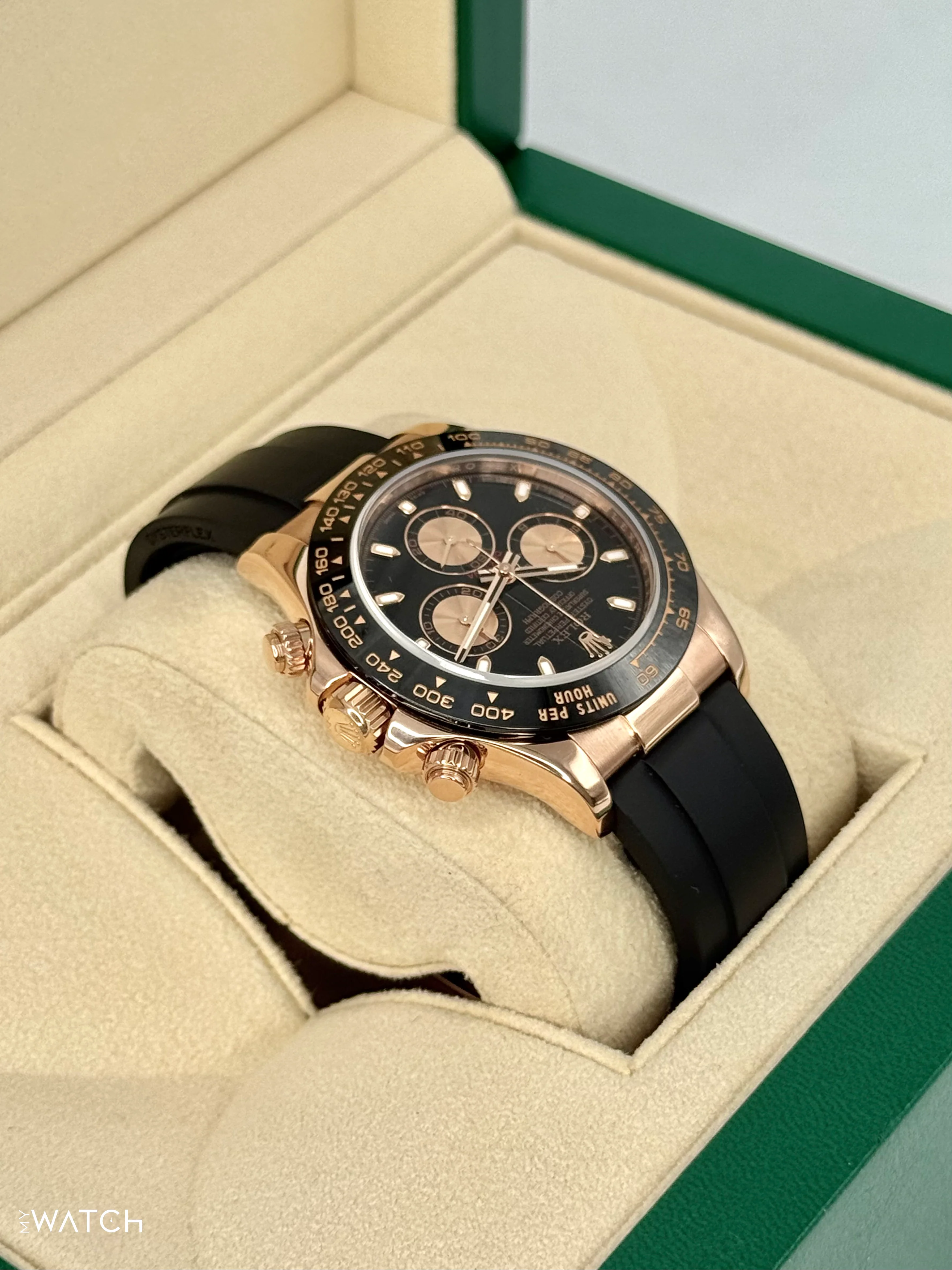2024 CPO Rolex Daytona 40mm 116515LN Rose Gold Oysterflex Black Dial - Image 8