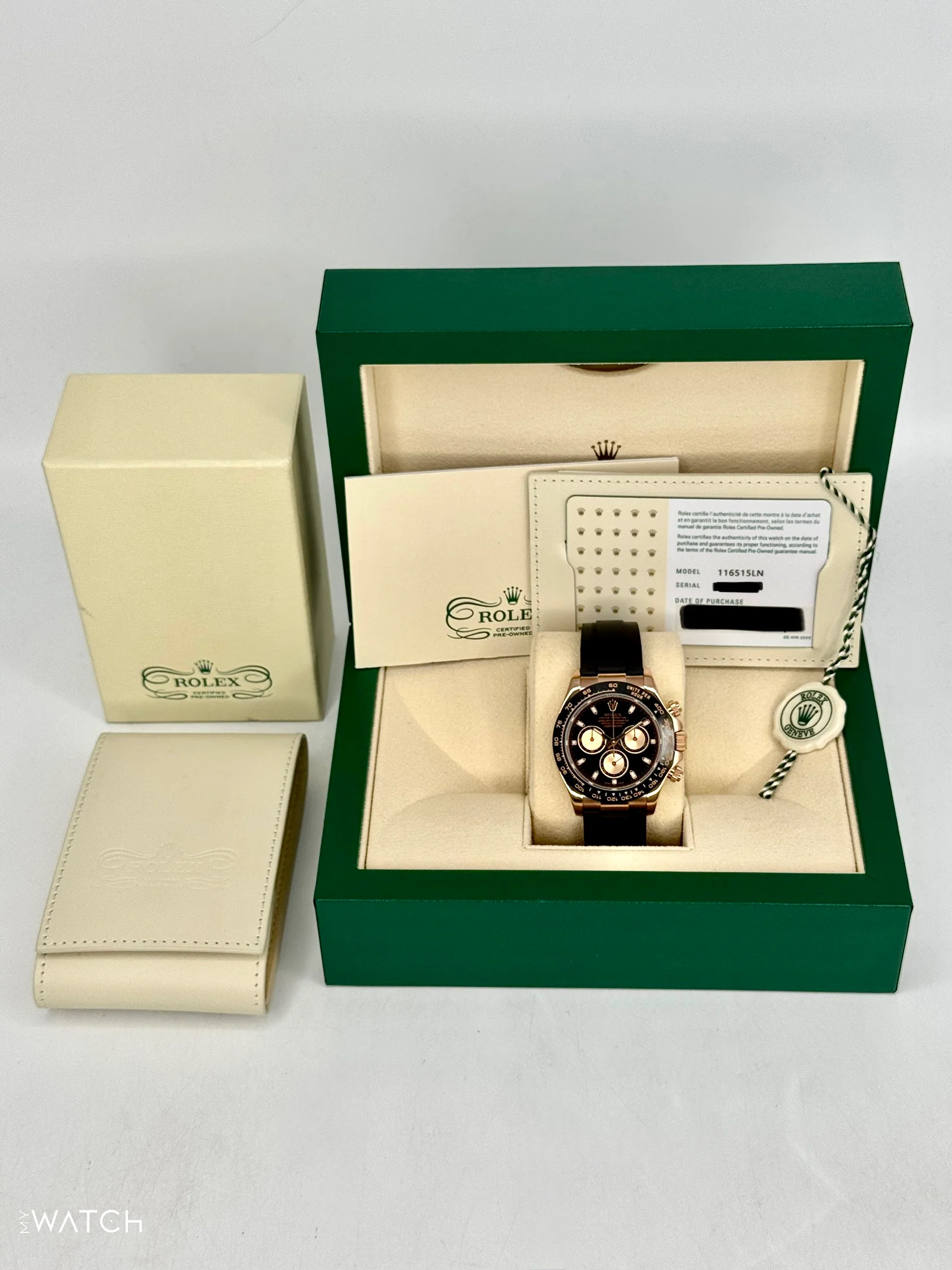 2024 CPO Rolex Daytona 40mm 116515LN Rose Gold Oysterflex Black Dial - Image 9