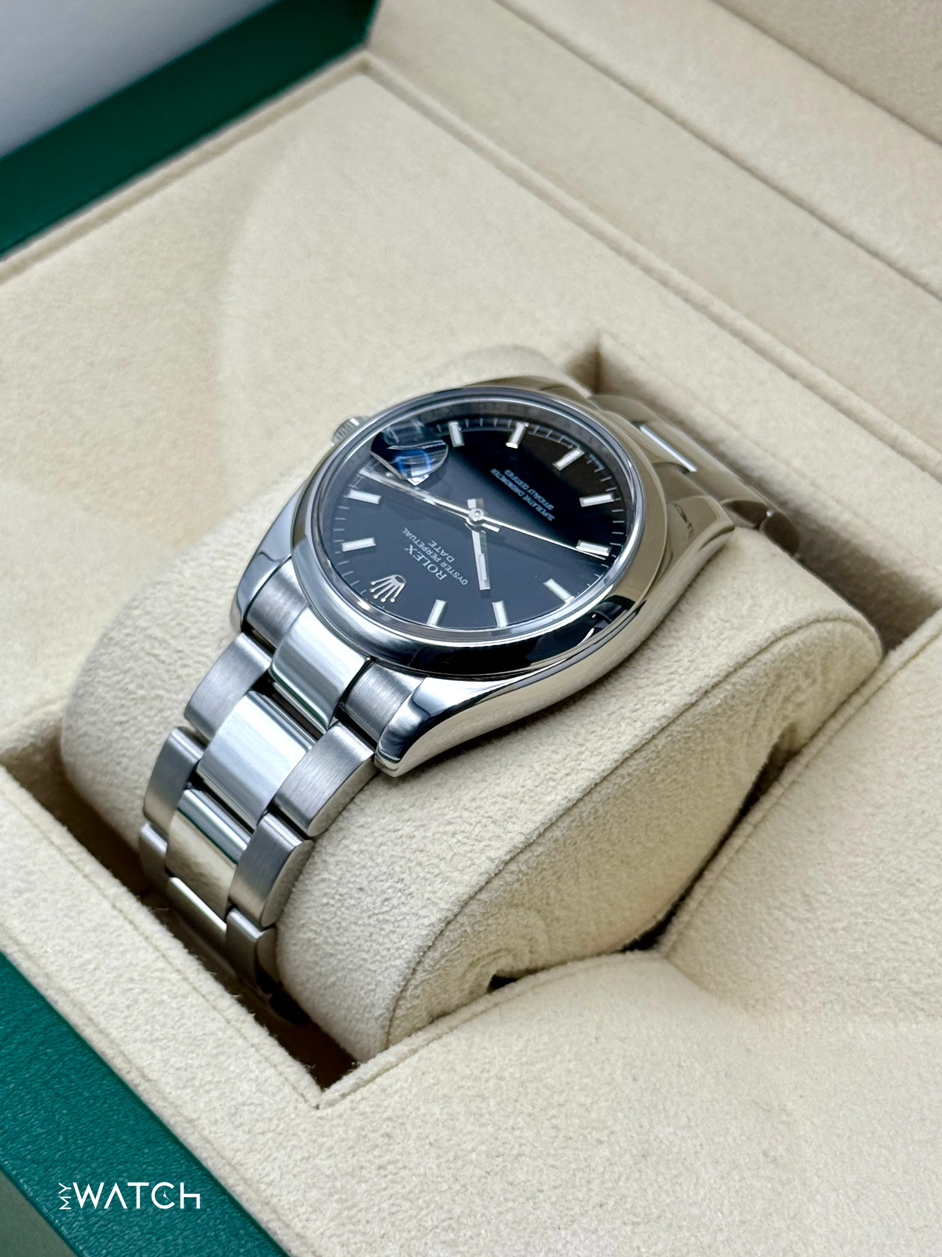 2024 CPO Rolex Oyster Perpetual Date 34mm 115200 Black Dial - Image 7