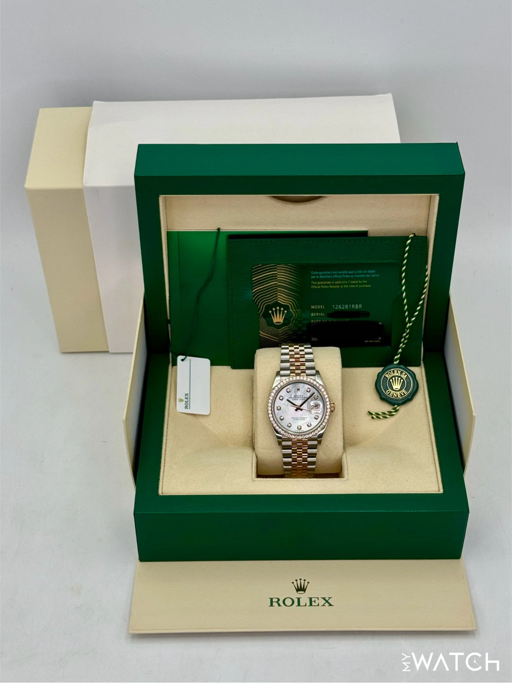 2024 Rolex Datejust 36mm 126281RBR Two-Tone Jubilee MOP Diamond Dial - Image 9
