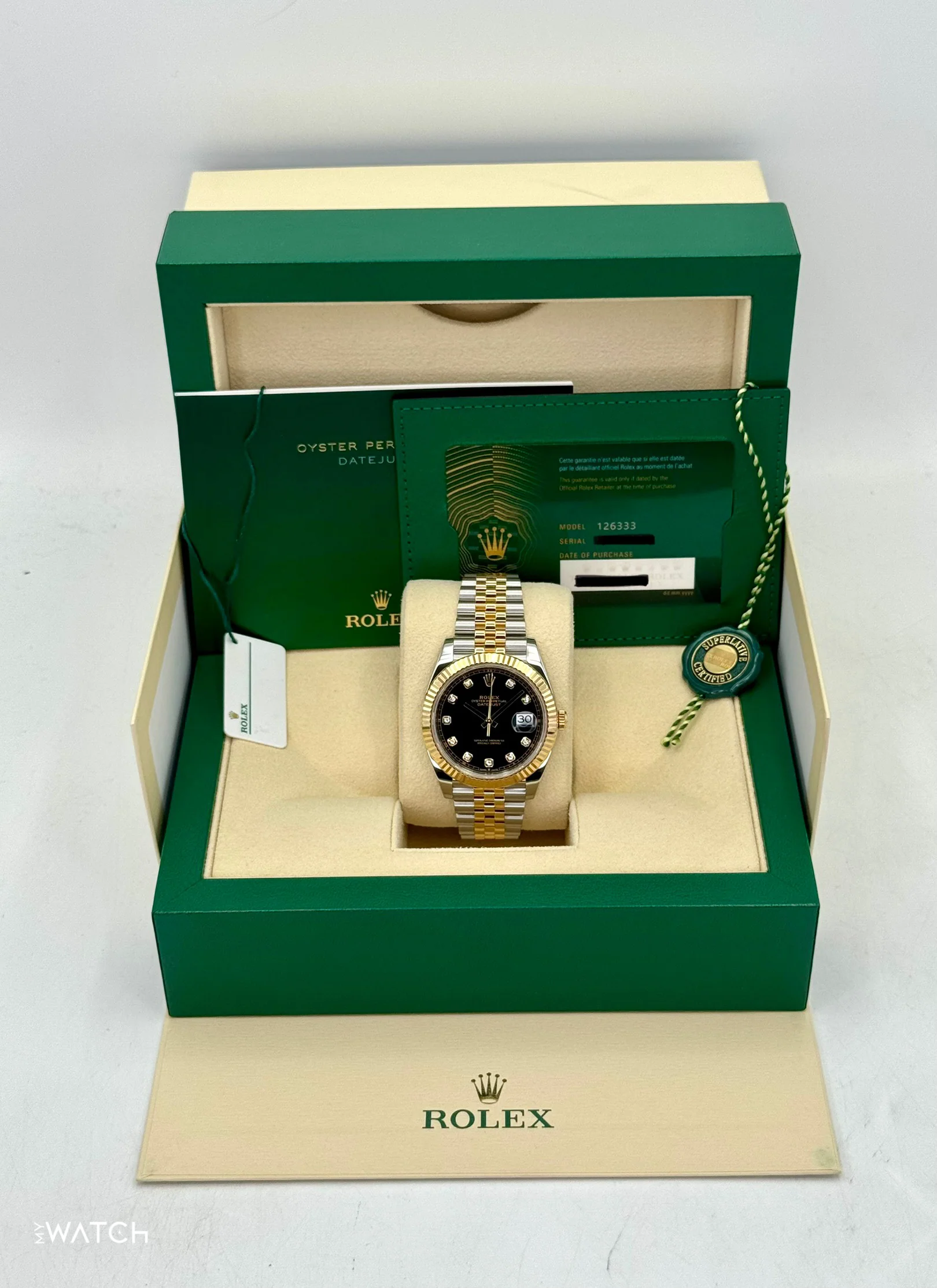 2024 Rolex Datejust 41mm 126333 Two-Tone Jubilee Black Diamond Dial - Image 9