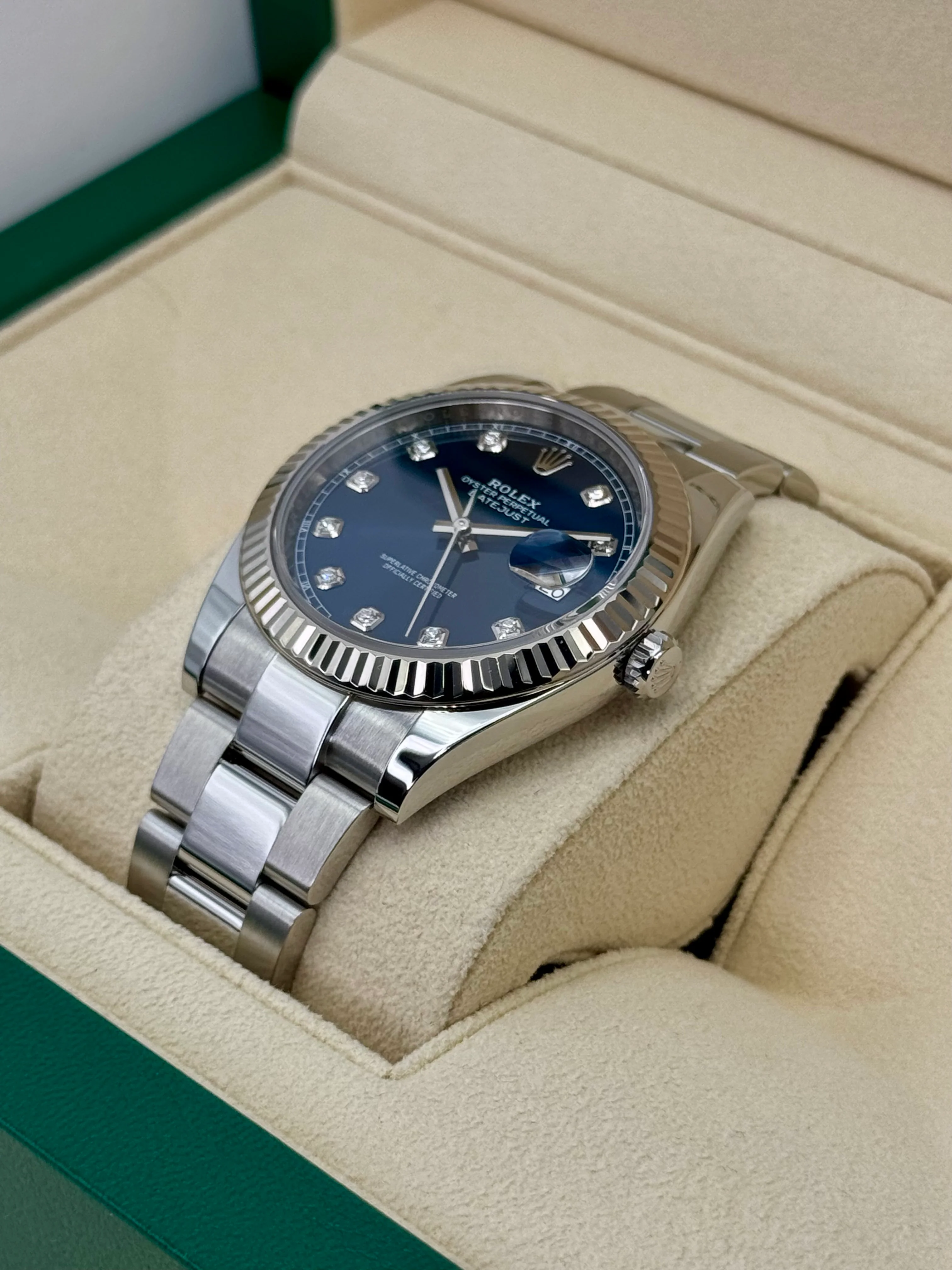 2024 Rolex Datejust 41mm 126334 Stainless Steel Oyster Blue Diamond Dial - Image 5