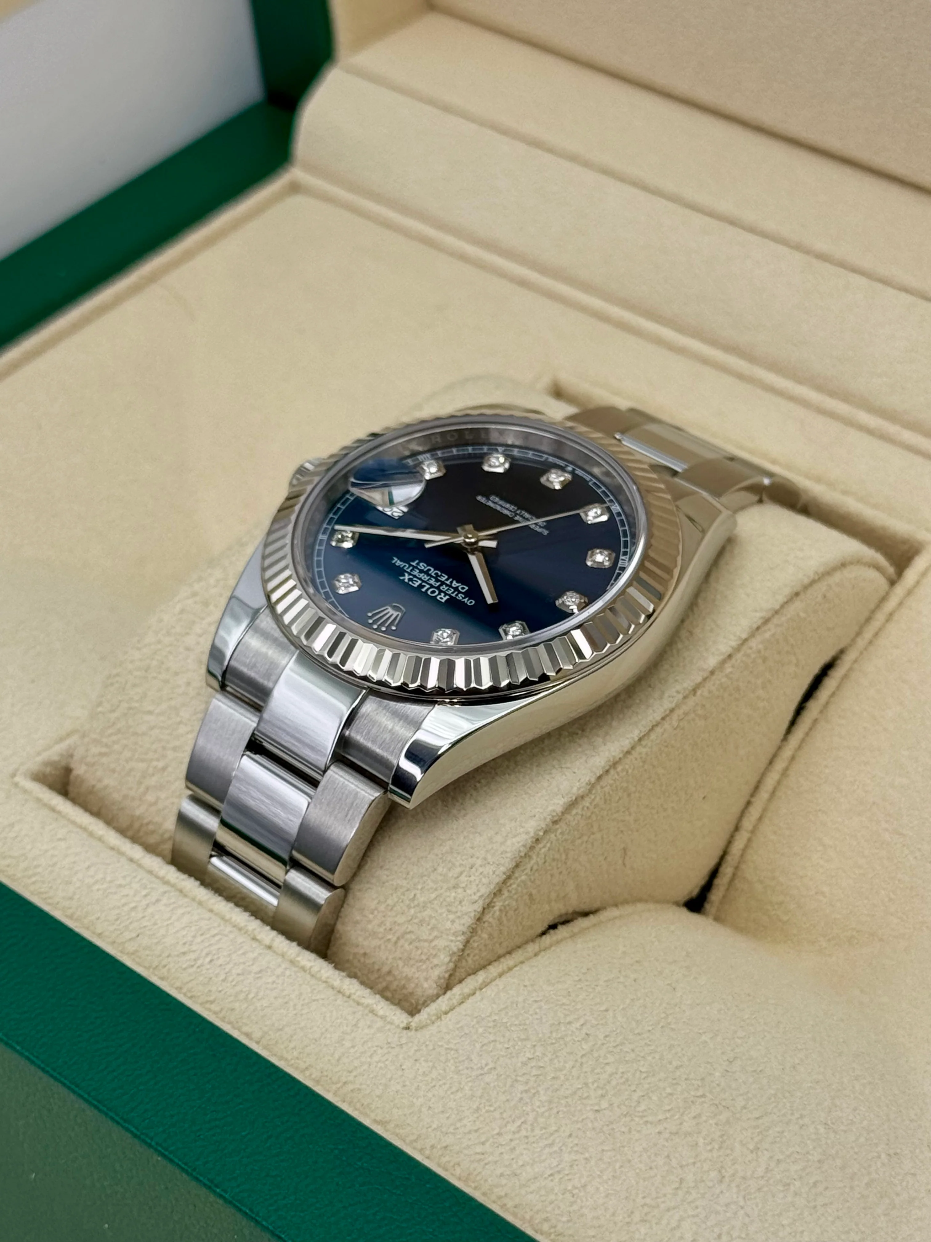 2024 Rolex Datejust 41mm 126334 Stainless Steel Oyster Blue Diamond Dial - Image 7