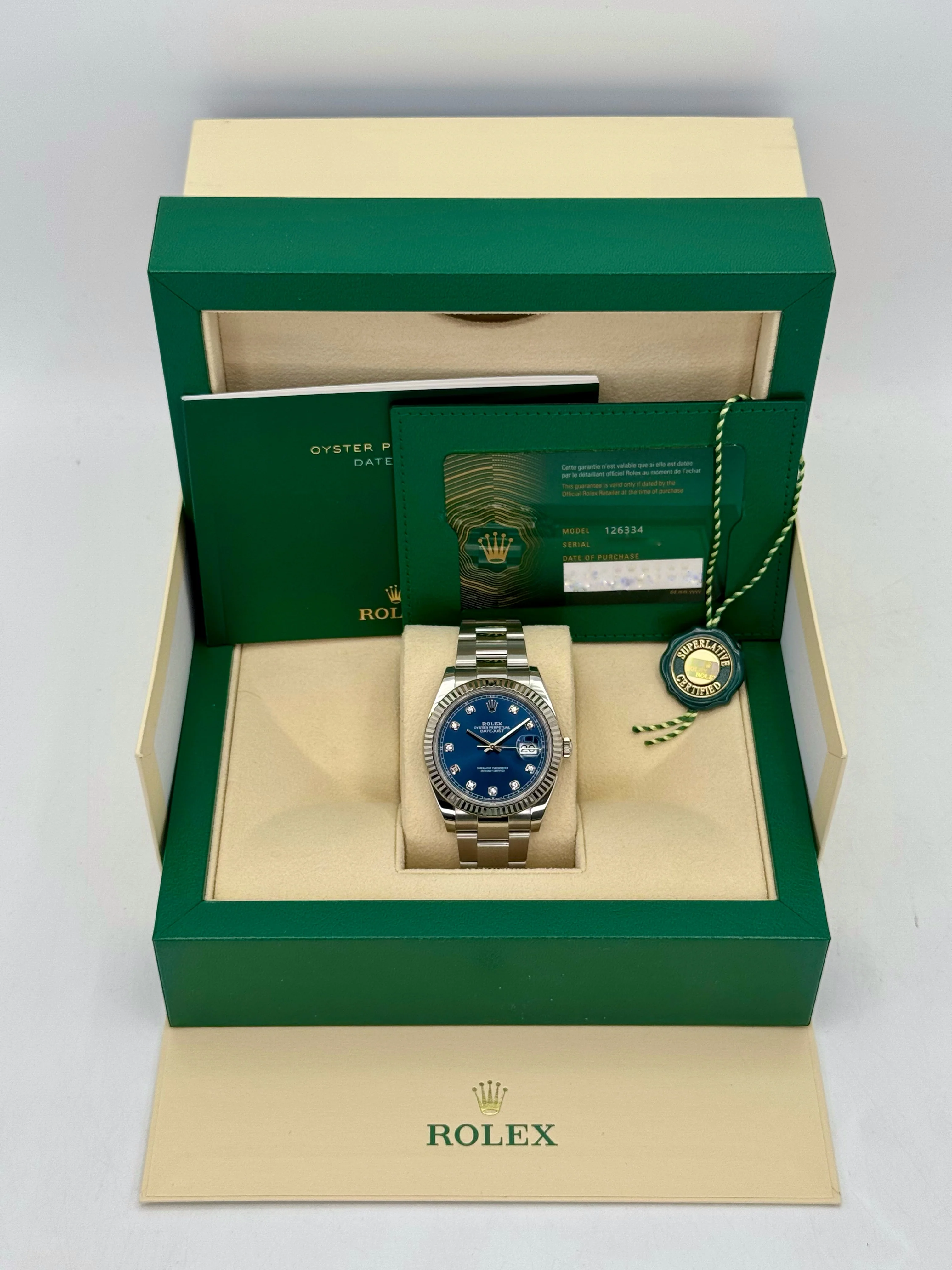 2024 Rolex Datejust 41mm 126334 Stainless Steel Oyster Blue Diamond Dial - Image 9